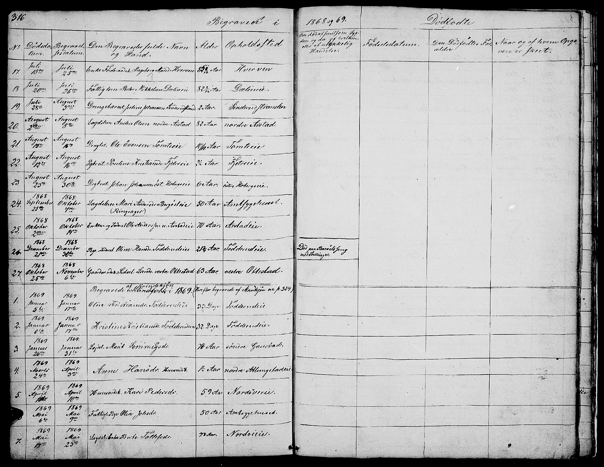 Stange prestekontor, SAH/PREST-002/L/L0002: Parish register (copy) no. 2, 1838-1879, p. 316