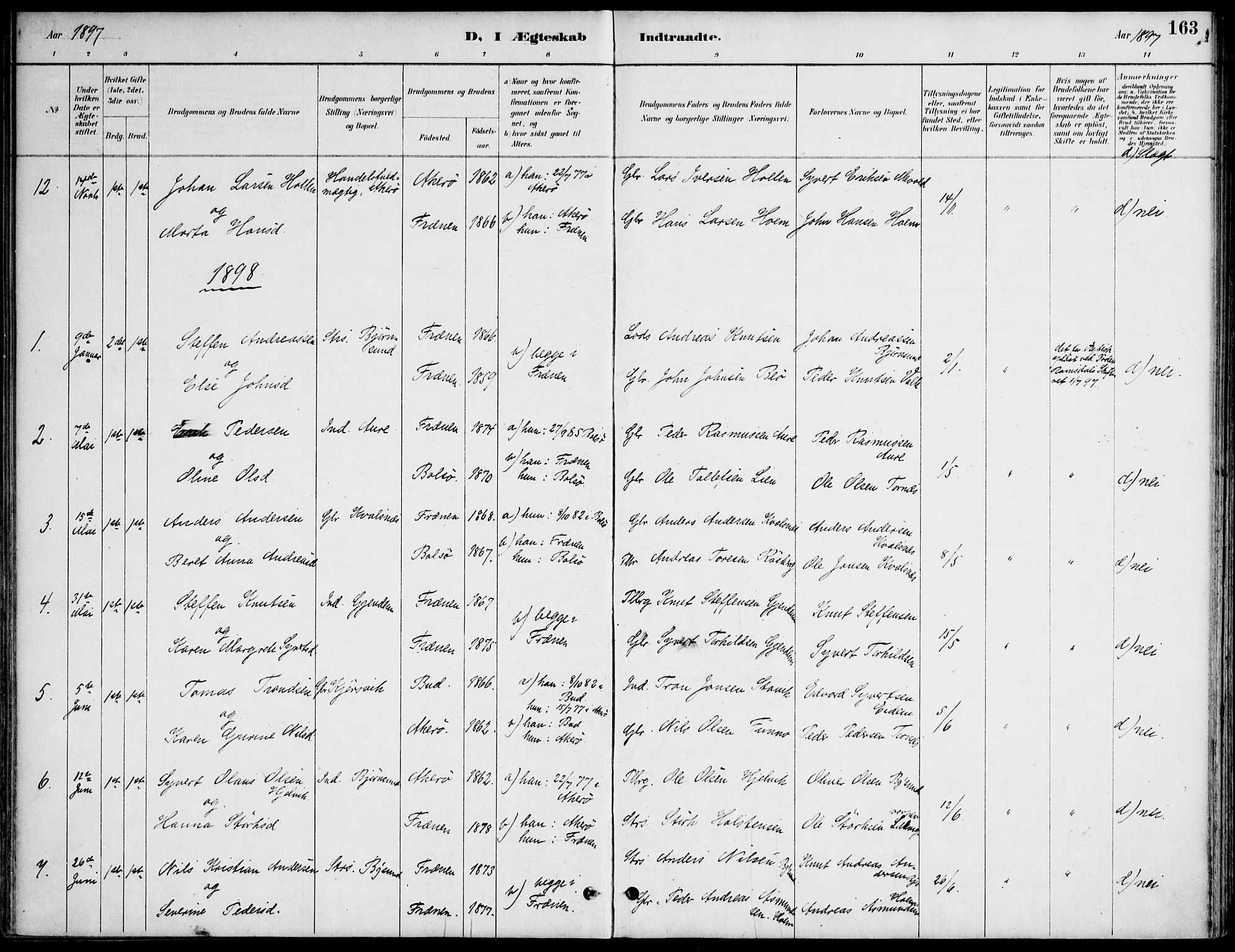 Ministerialprotokoller, klokkerbøker og fødselsregistre - Møre og Romsdal, AV/SAT-A-1454/565/L0750: Parish register (official) no. 565A04, 1887-1905, p. 163