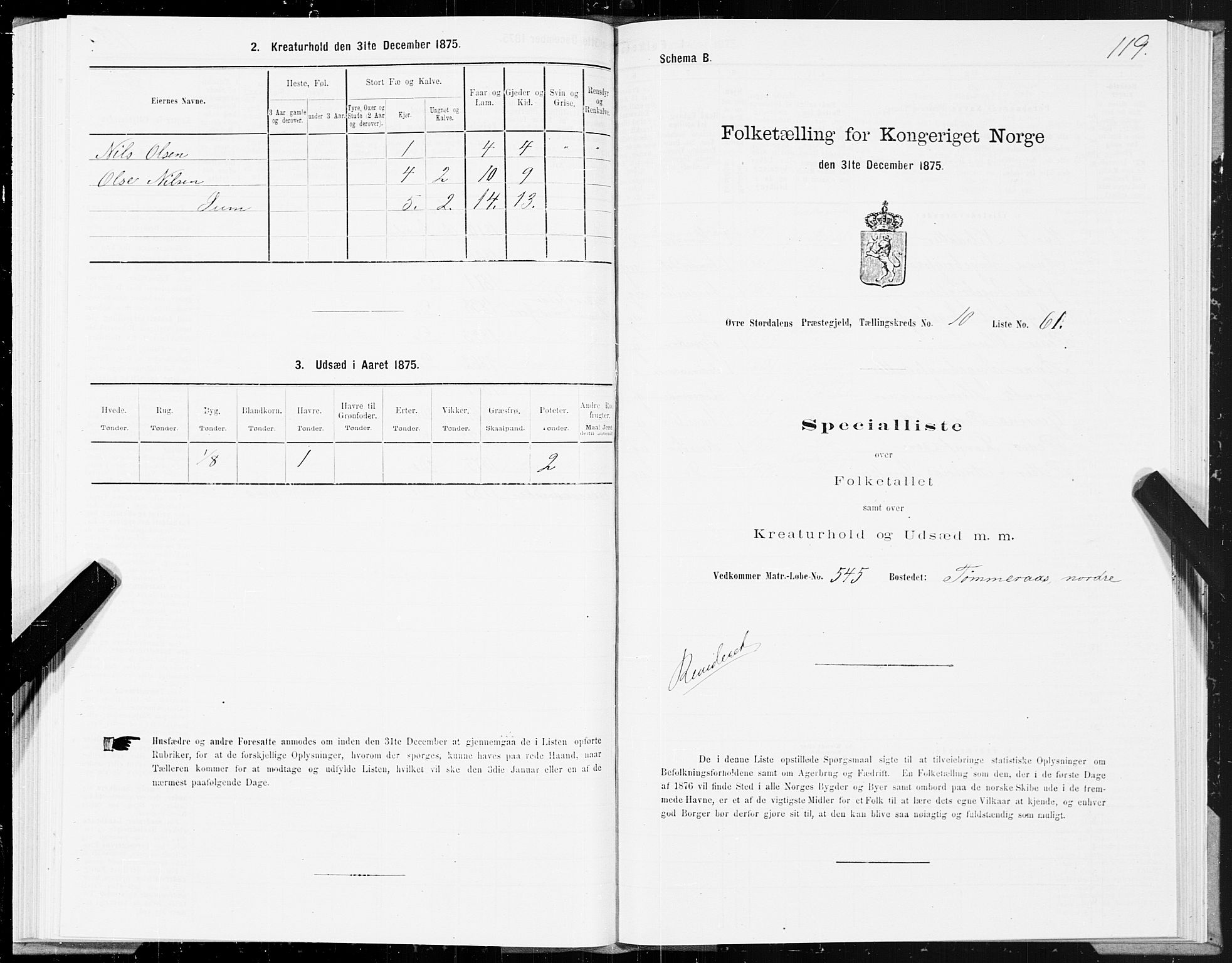 SAT, 1875 census for 1711P Øvre Stjørdal, 1875, p. 6119