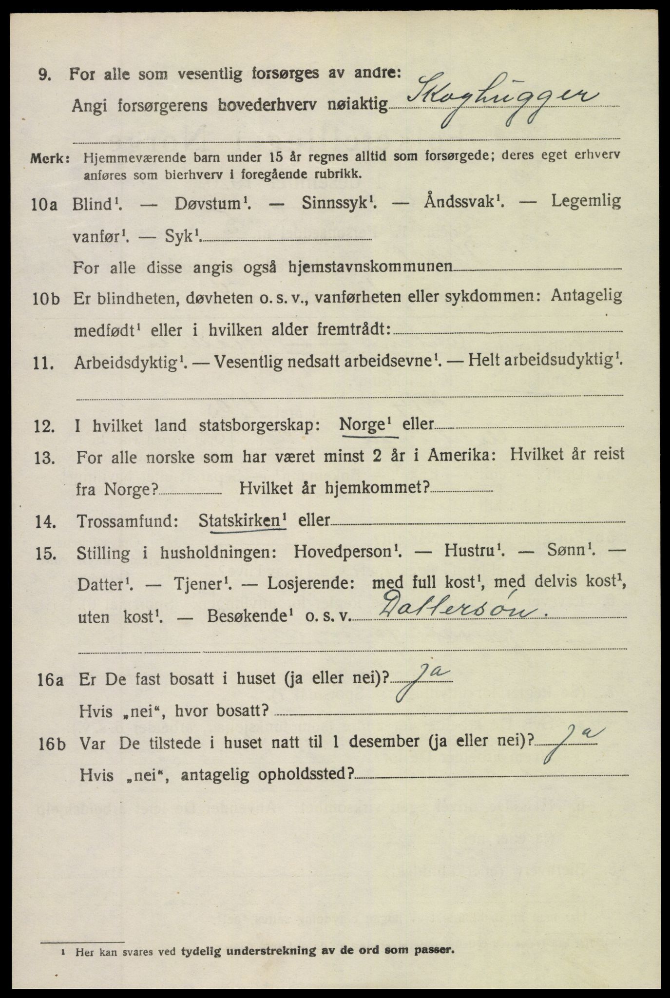 SAK, 1920 census for Holt, 1920, p. 3905