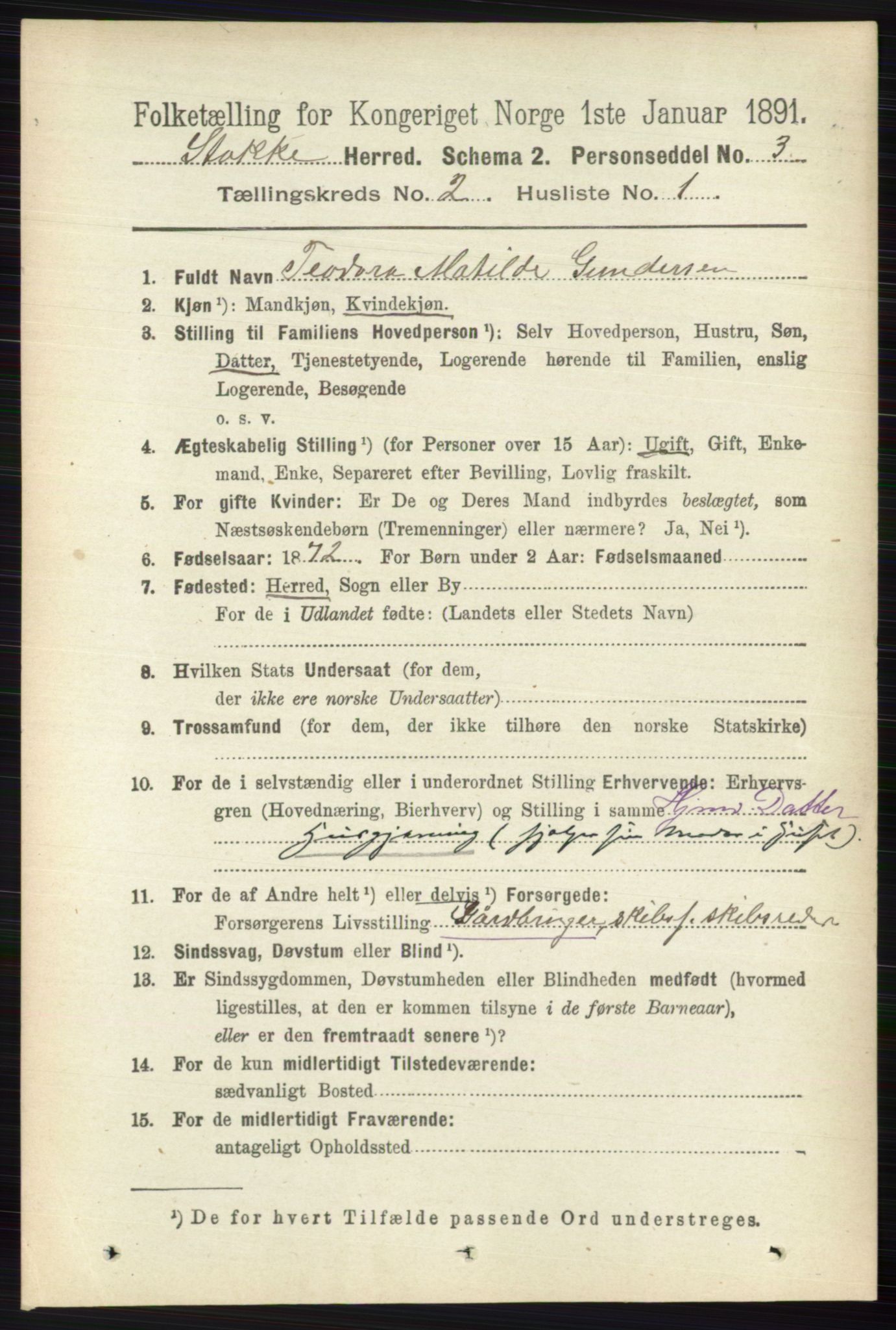 RA, 1891 census for 0720 Stokke, 1891, p. 948