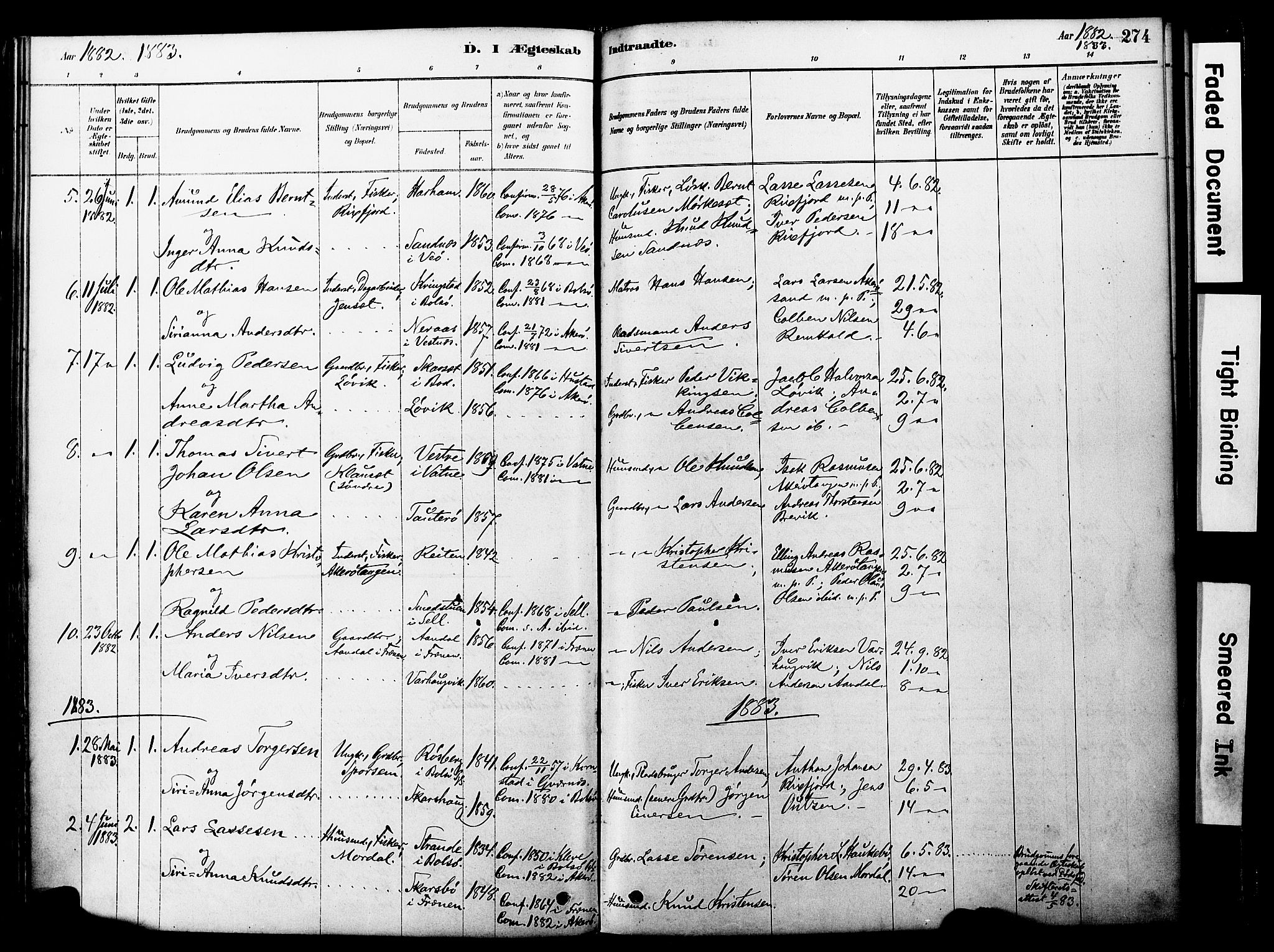 Ministerialprotokoller, klokkerbøker og fødselsregistre - Møre og Romsdal, SAT/A-1454/560/L0721: Parish register (official) no. 560A05, 1878-1917, p. 274