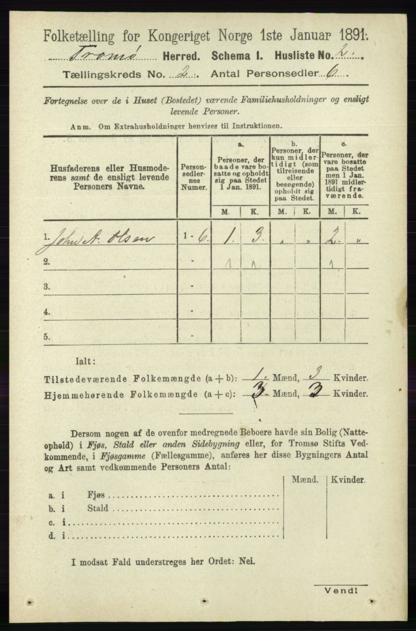 RA, 1891 census for 0921 Tromøy, 1891, p. 410