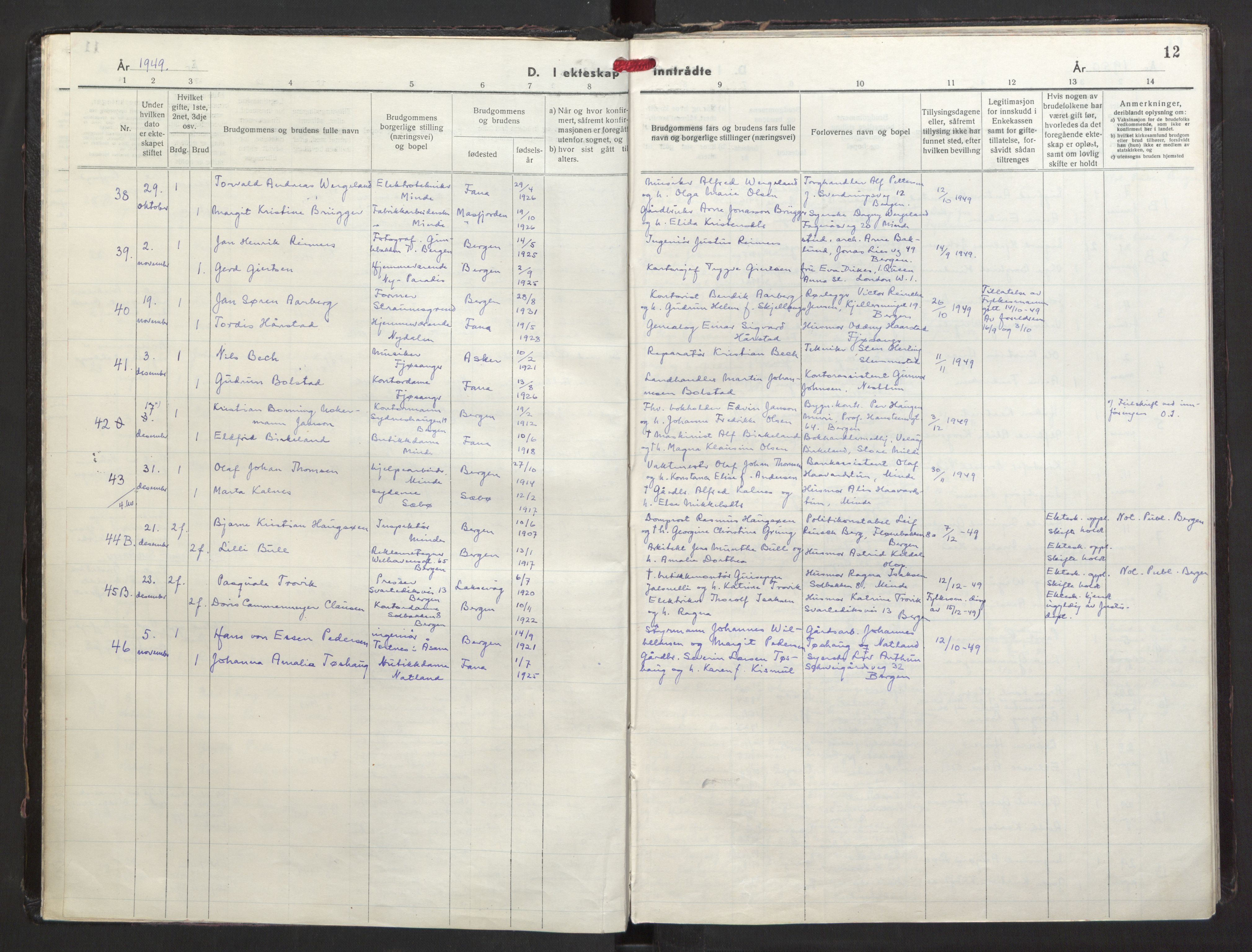 Storetveit Sokneprestembete, SAB/A-78301/H/Ha/Haa: Parish register (official) no. C 1, 1948-1963, p. 12