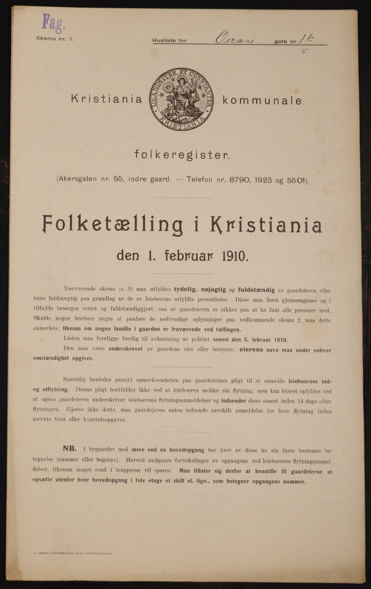 OBA, Municipal Census 1910 for Kristiania, 1910, p. 73272