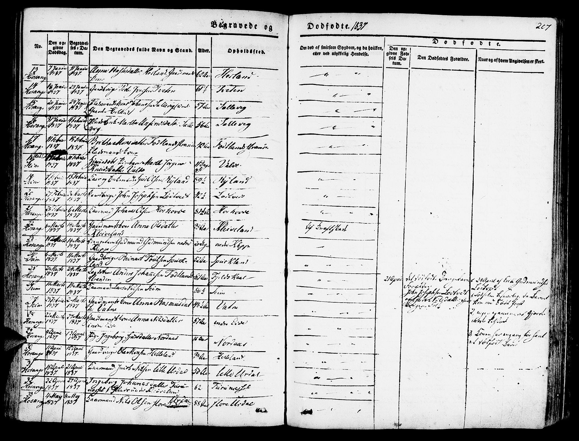 Hosanger sokneprestembete, SAB/A-75801/H/Haa: Parish register (official) no. A 7, 1835-1848, p. 207