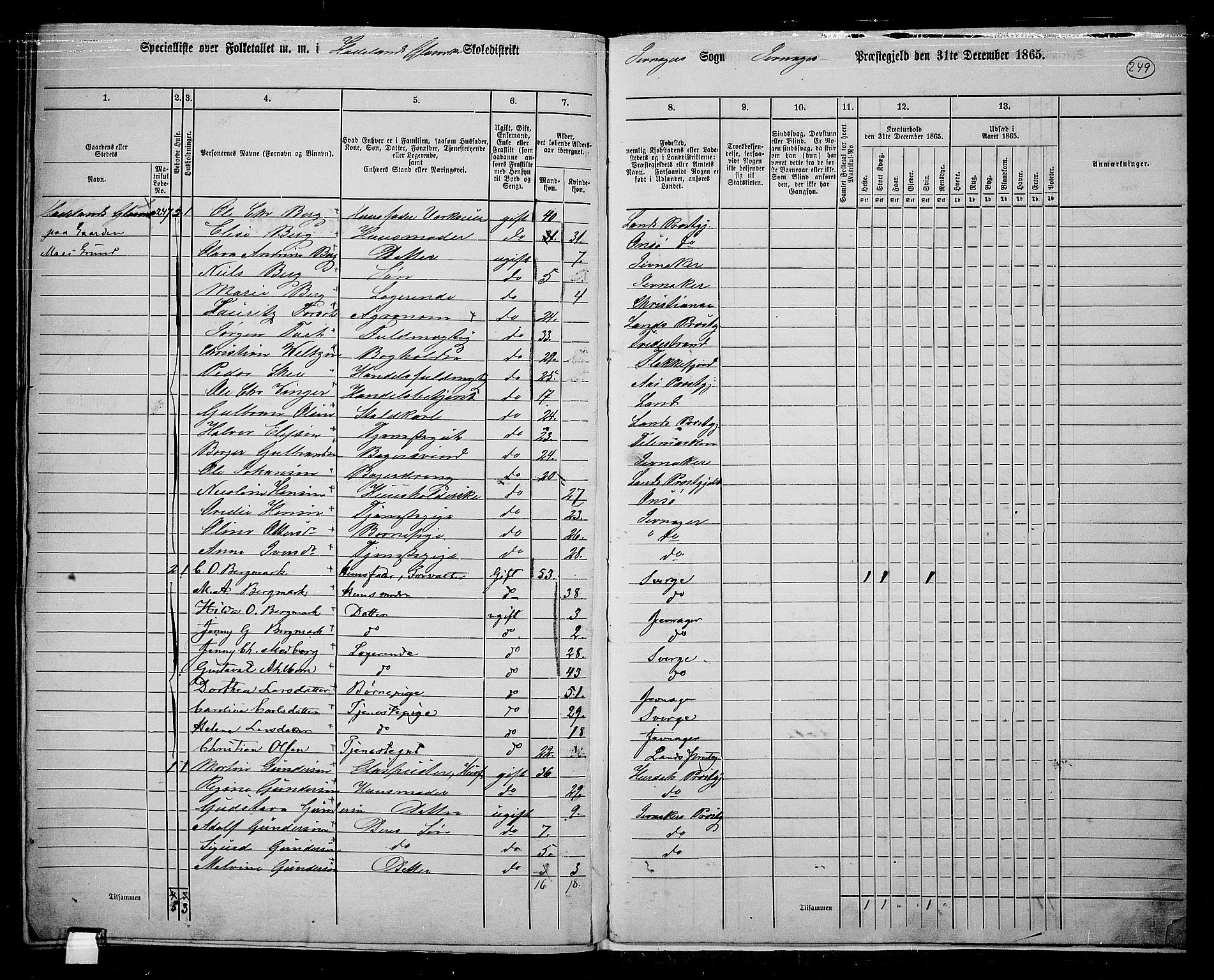RA, 1865 census for Jevnaker, 1865, p. 229