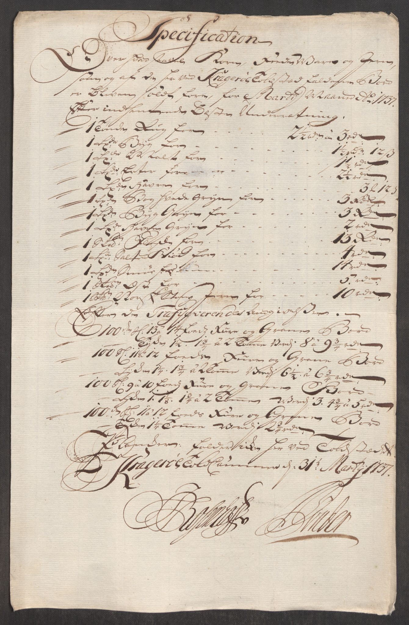 Rentekammeret inntil 1814, Realistisk ordnet avdeling, RA/EA-4070/Oe/L0001: [Ø1]: Priskuranter, 1712-1739, p. 586