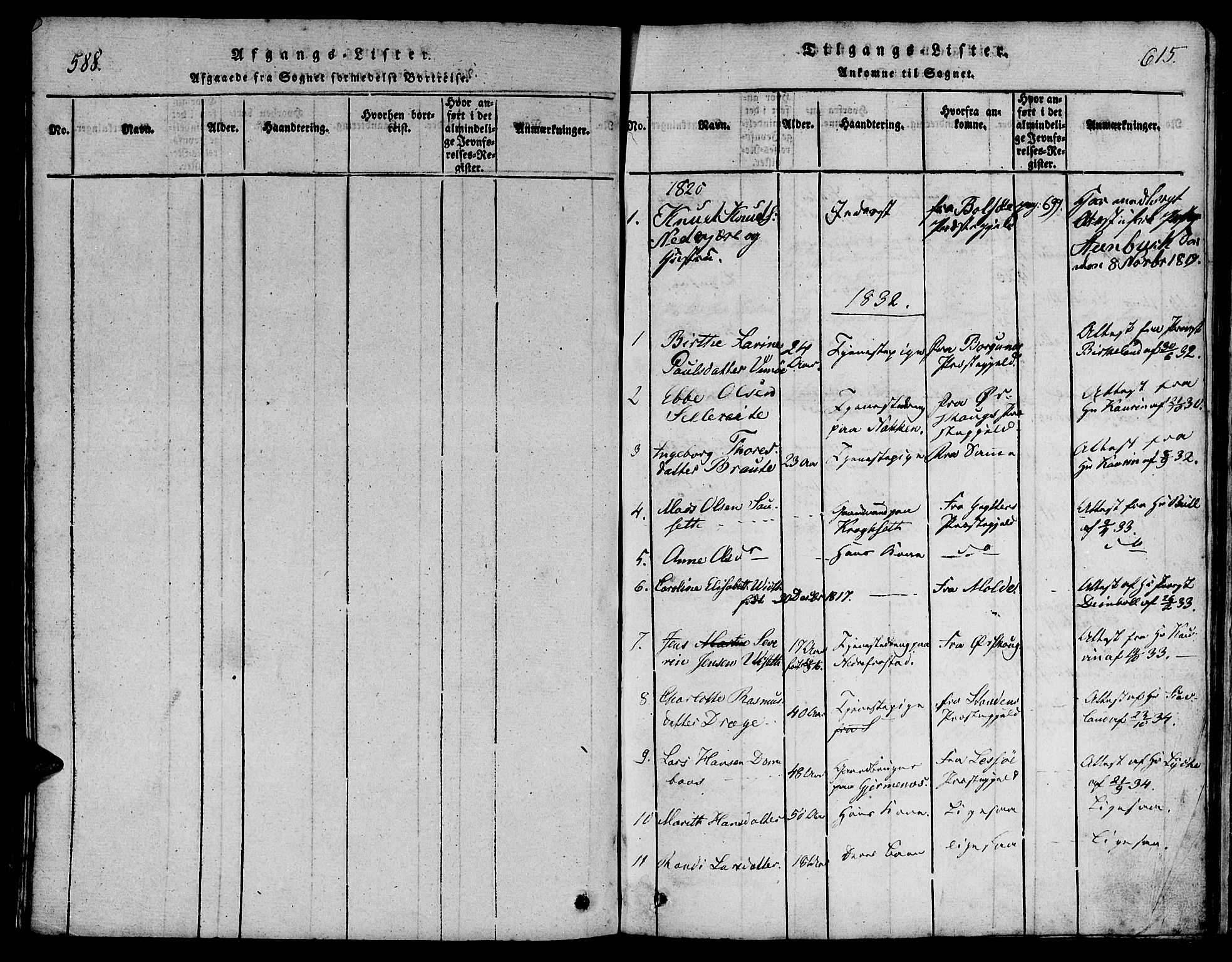 Ministerialprotokoller, klokkerbøker og fødselsregistre - Møre og Romsdal, SAT/A-1454/539/L0528: Parish register (official) no. 539A01, 1818-1847, p. 588