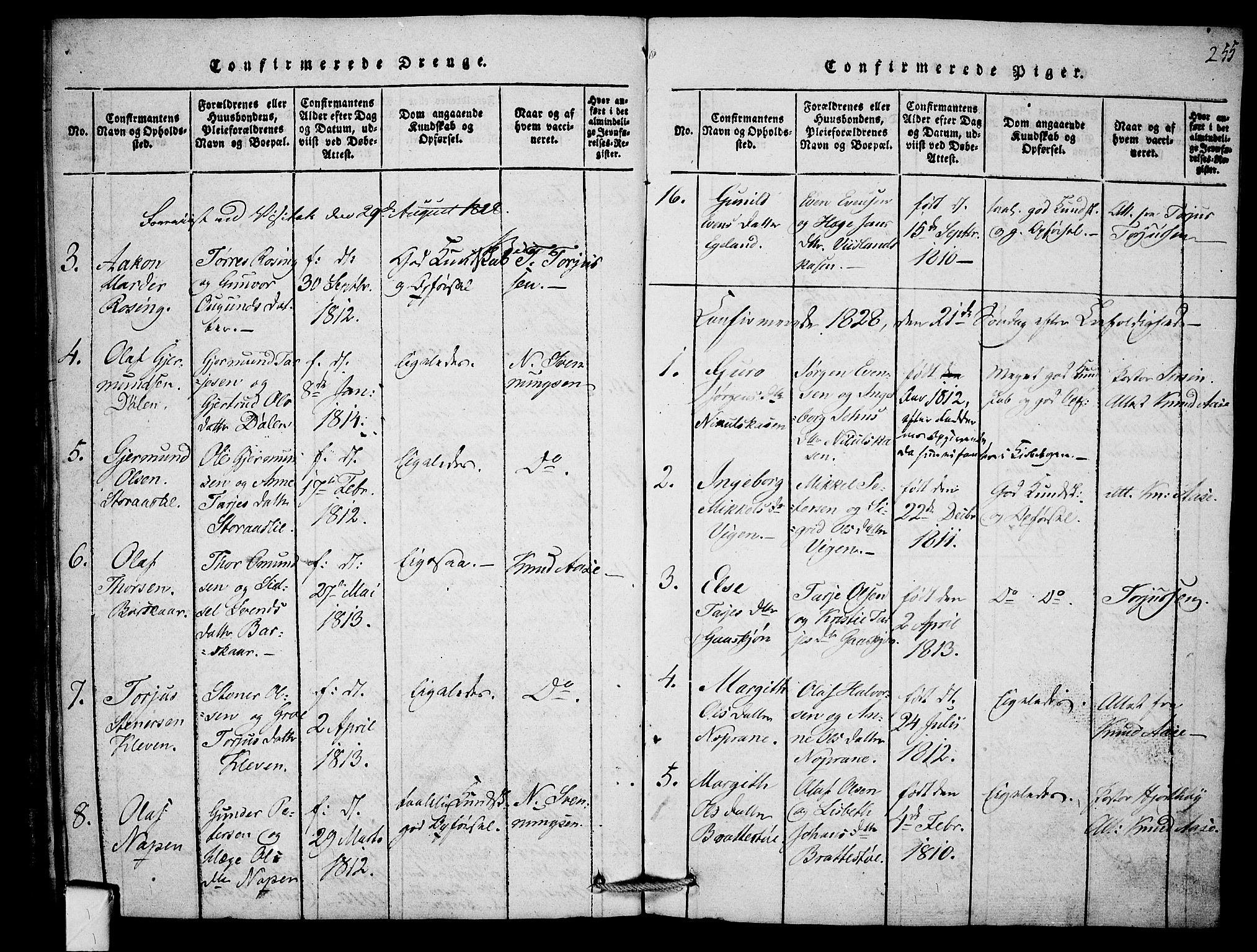 Mo kirkebøker, SAKO/A-286/F/Fb/L0001: Parish register (official) no. II 1, 1814-1844, p. 255