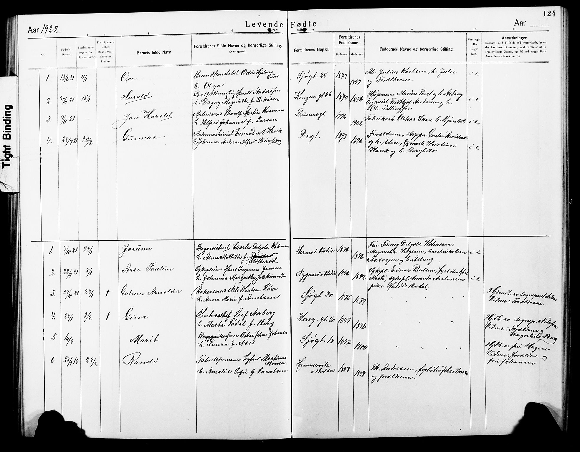 Ministerialprotokoller, klokkerbøker og fødselsregistre - Nordland, AV/SAT-A-1459/801/L0034: Parish register (copy) no. 801C09, 1910-1922, p. 124