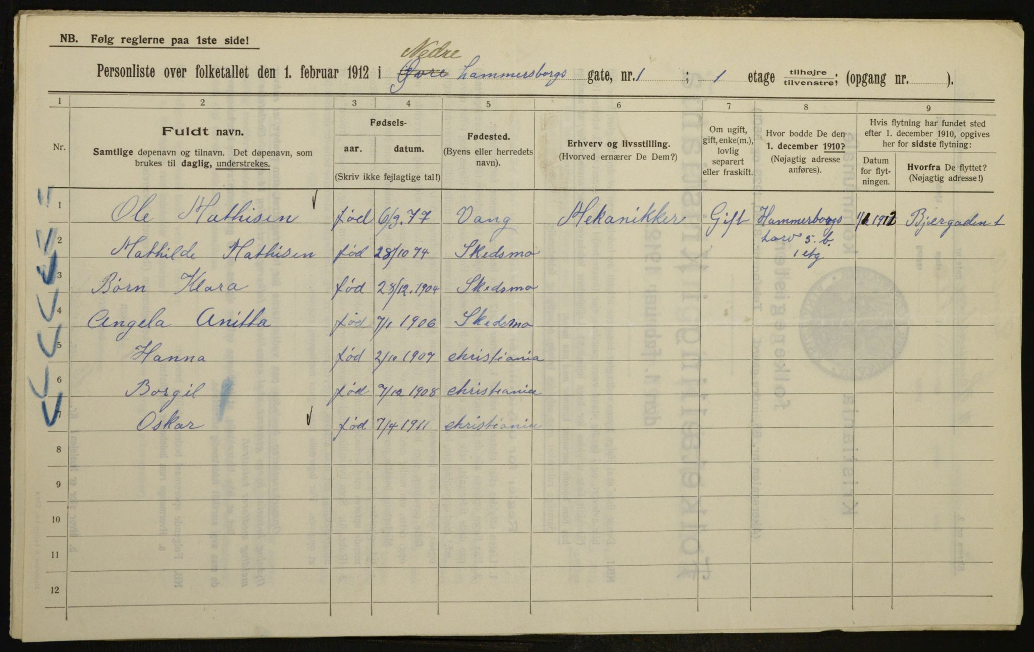 OBA, Municipal Census 1912 for Kristiania, 1912, p. 69749