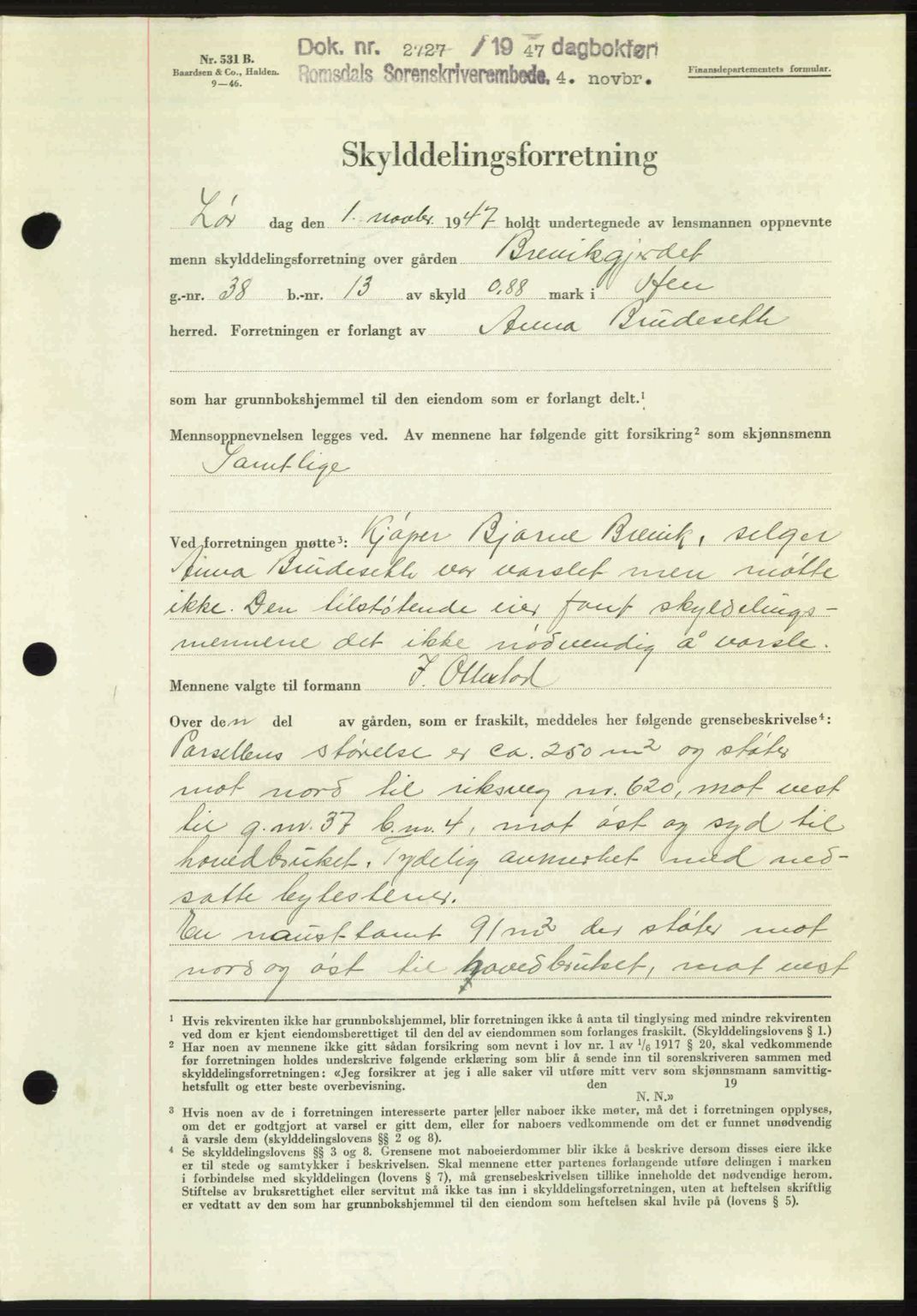 Romsdal sorenskriveri, SAT/A-4149/1/2/2C: Mortgage book no. A24, 1947-1947, Diary no: : 2727/1947