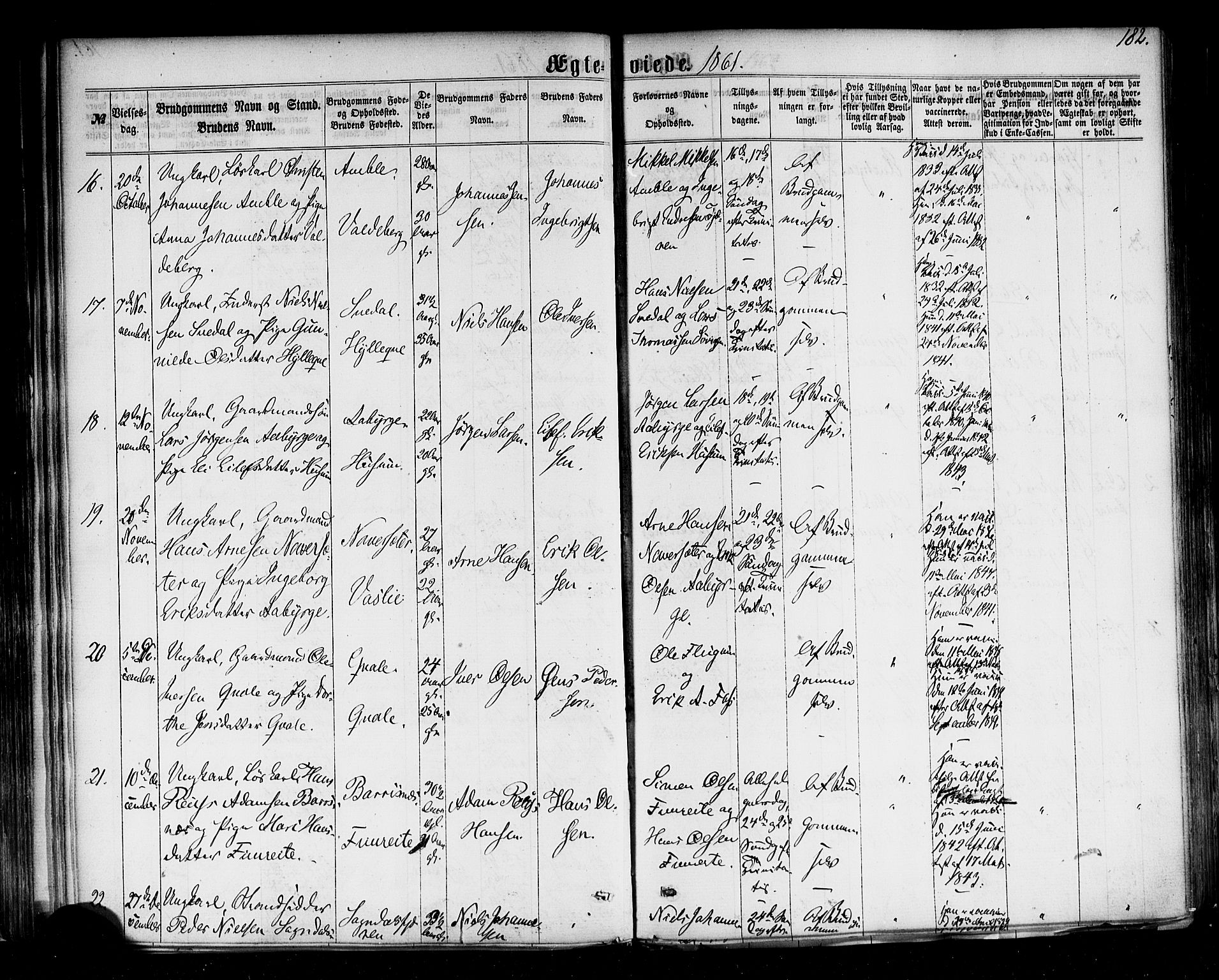 Sogndal sokneprestembete, AV/SAB-A-81301/H/Haa/Haaa/L0013: Parish register (official) no. A 13, 1859-1877, p. 182