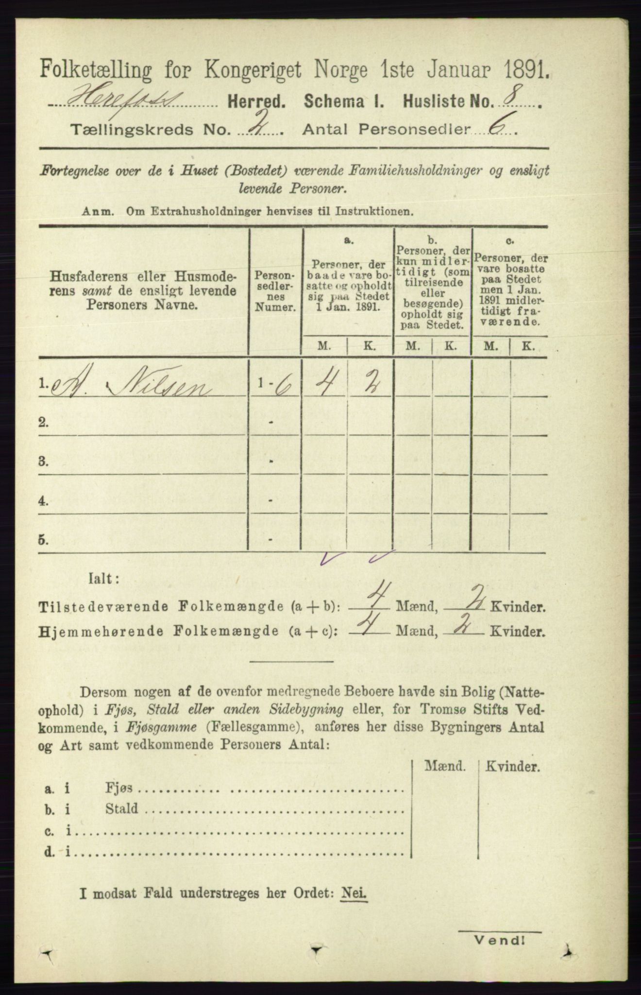 RA, 1891 census for 0933 Herefoss, 1891, p. 249