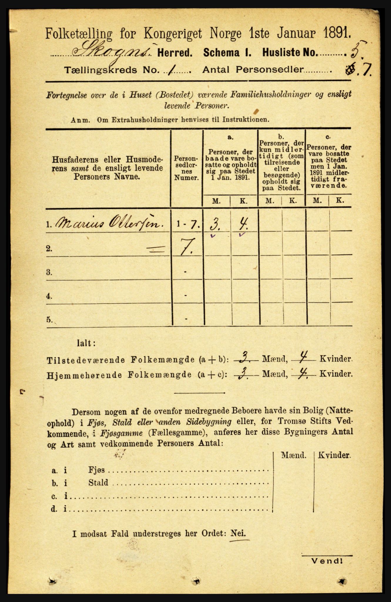 RA, 1891 census for 1719 Skogn, 1891, p. 29