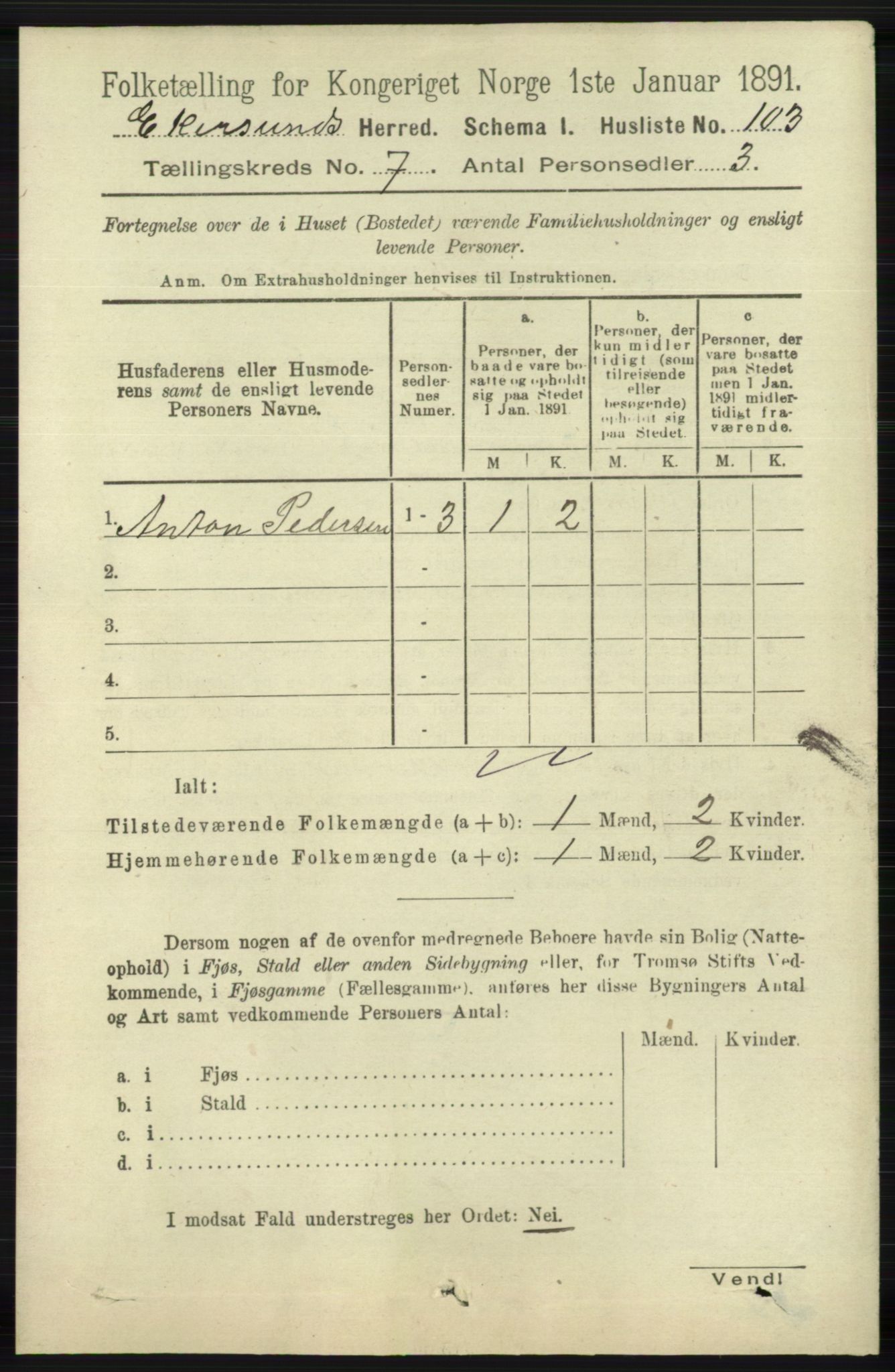 RA, 1891 census for 1116 Eigersund herred, 1891, p. 2828