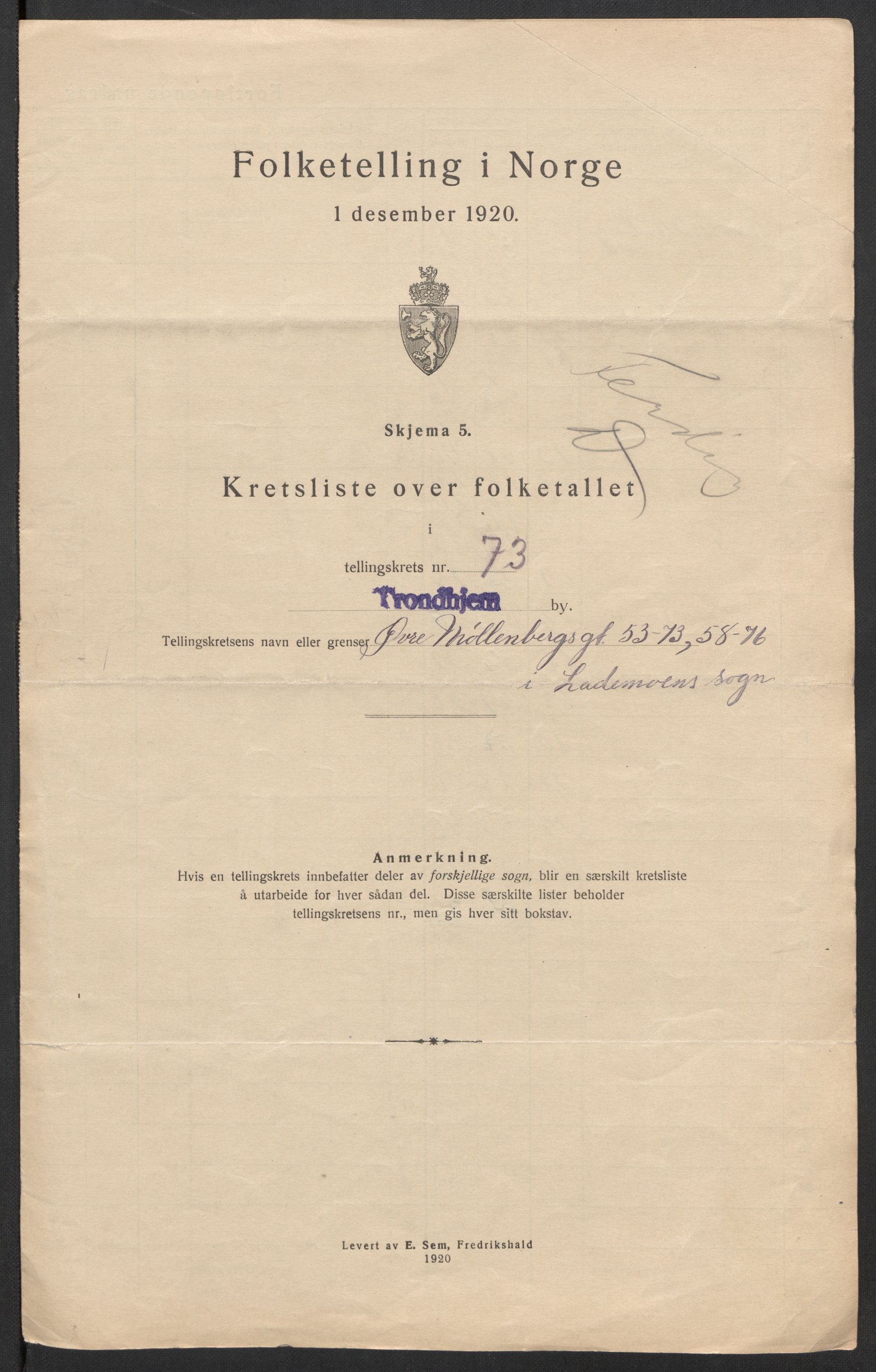 SAT, 1920 census for Trondheim, 1920, p. 236