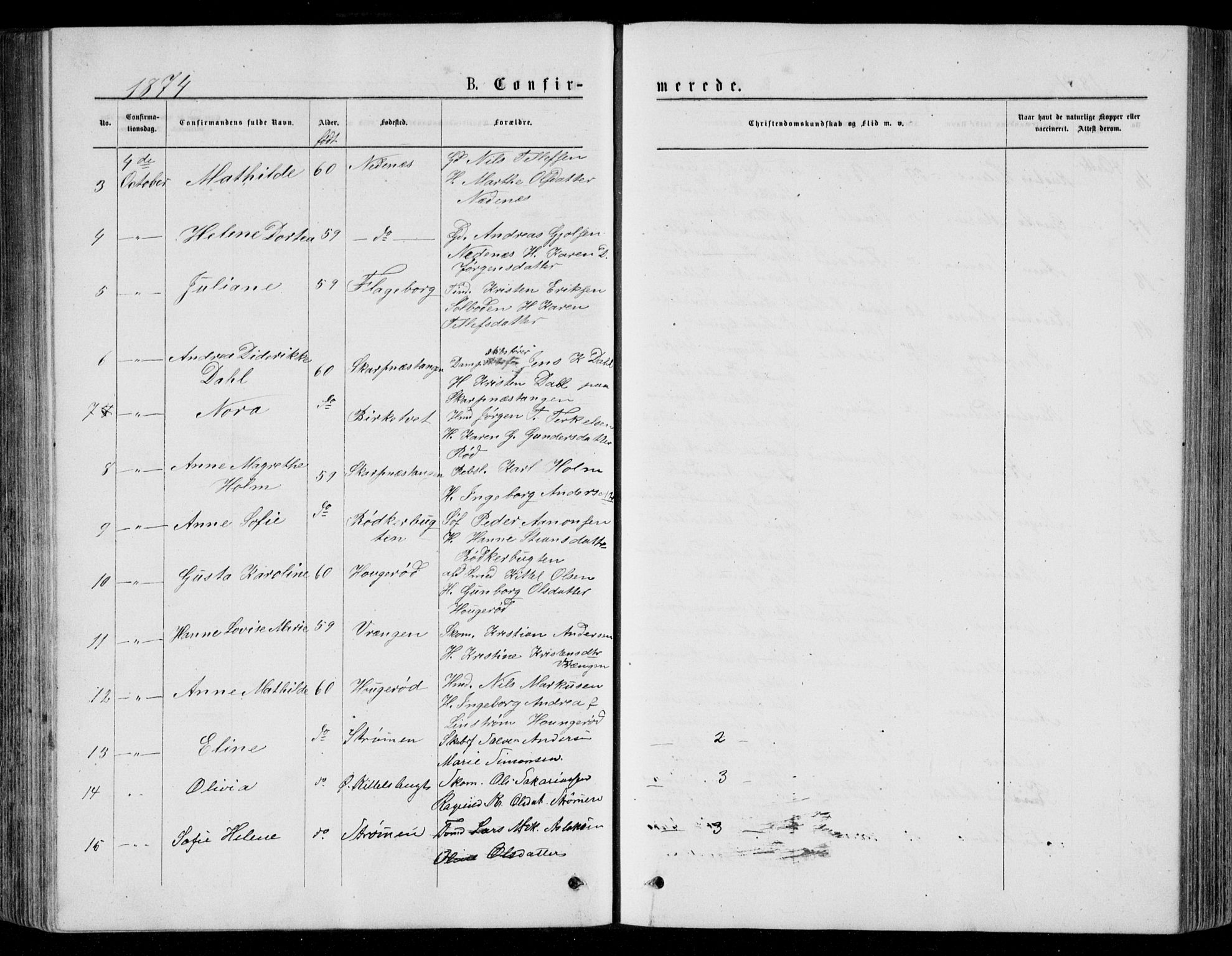 Øyestad sokneprestkontor, AV/SAK-1111-0049/F/Fb/L0008: Parish register (copy) no. B 8, 1872-1886, p. 164