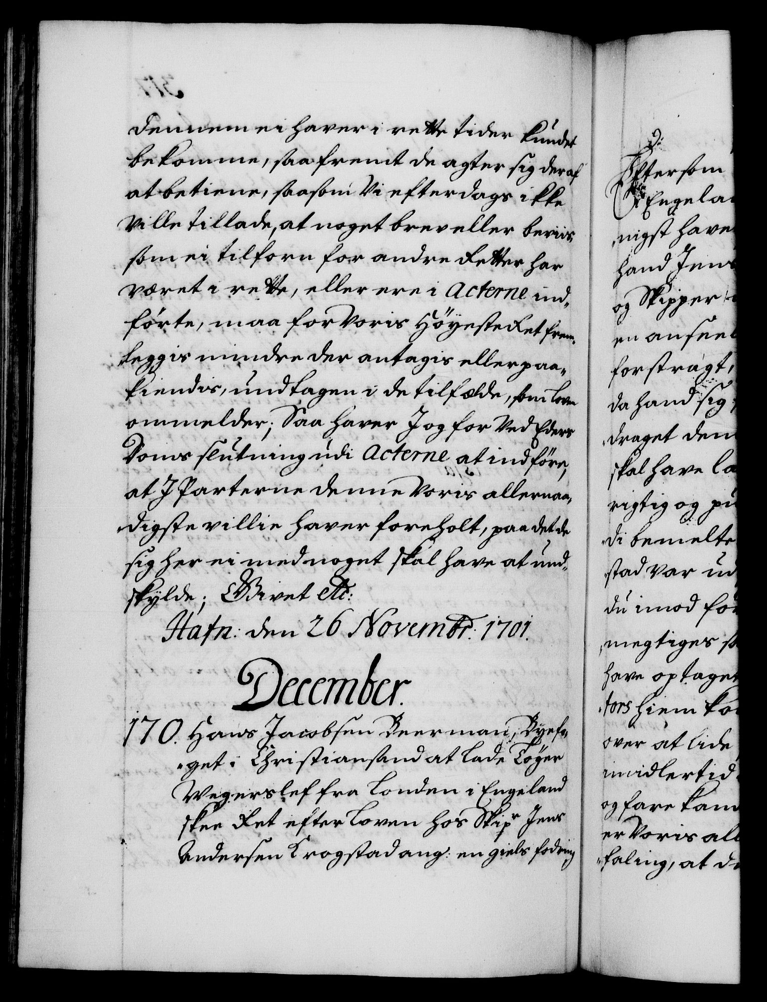 Danske Kanselli 1572-1799, RA/EA-3023/F/Fc/Fca/Fcab/L0016: Norske tegnelser, 1699-1703, p. 317b