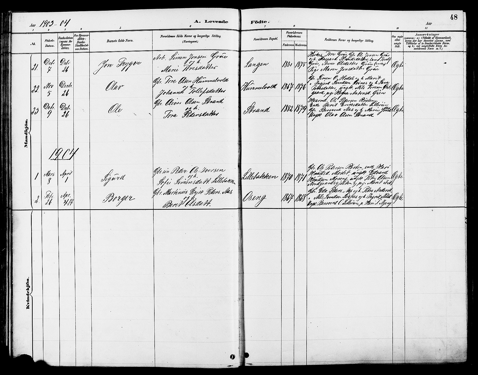 Tolga prestekontor, AV/SAH-PREST-062/L/L0008: Parish register (copy) no. 8, 1887-1912, p. 48