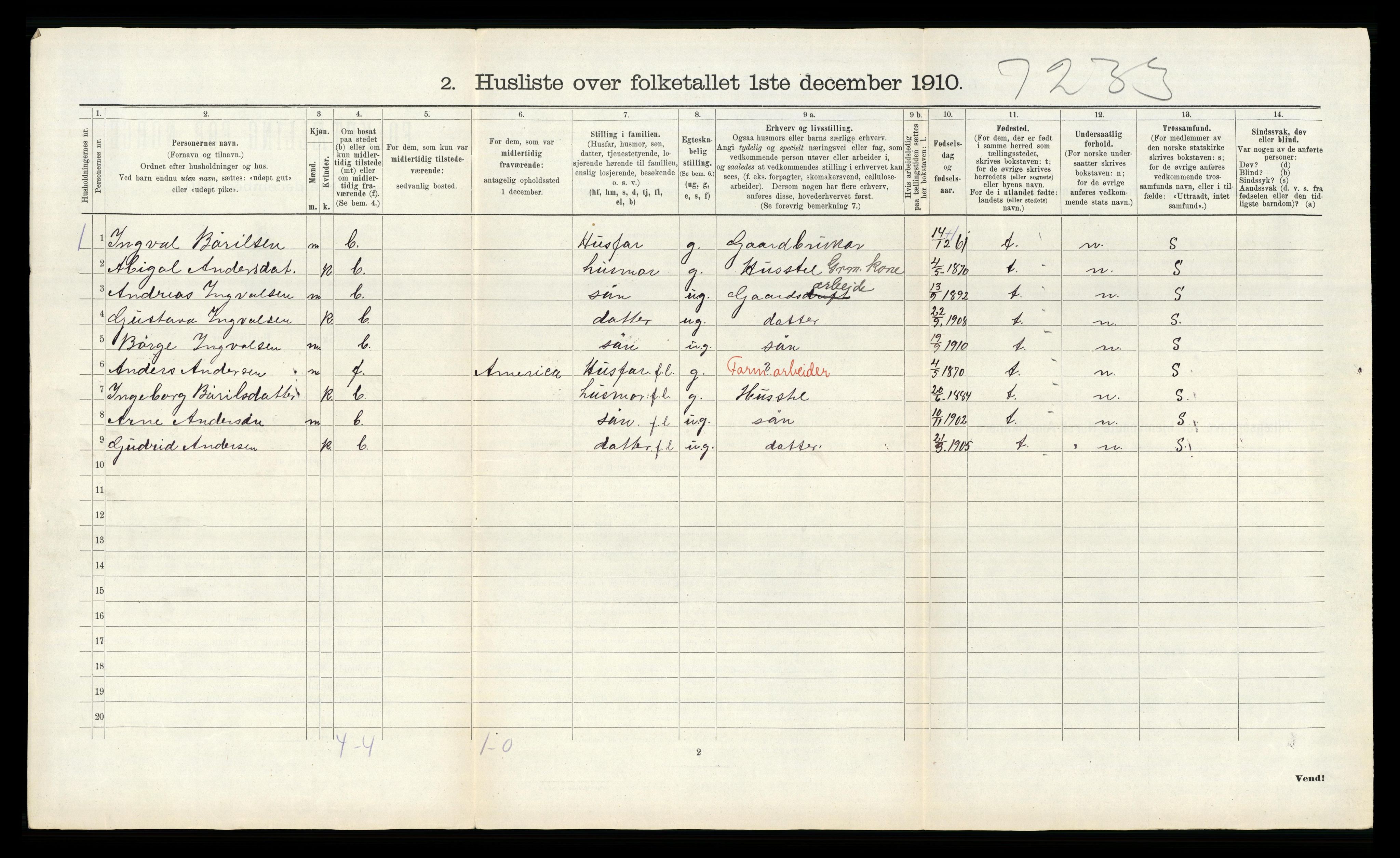 RA, 1910 census for Bjerkreim, 1910, p. 473