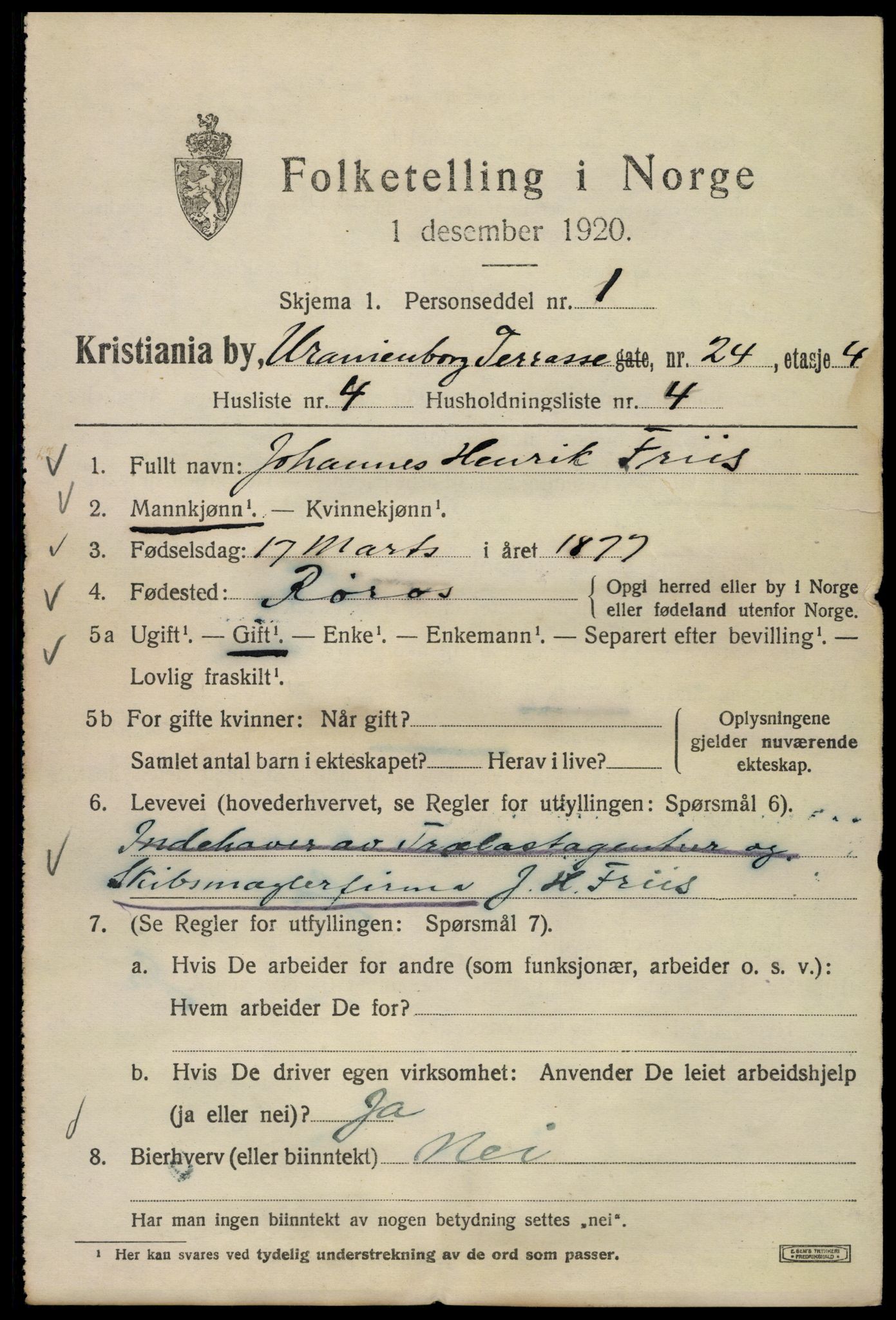 SAO, 1920 census for Kristiania, 1920, p. 619341