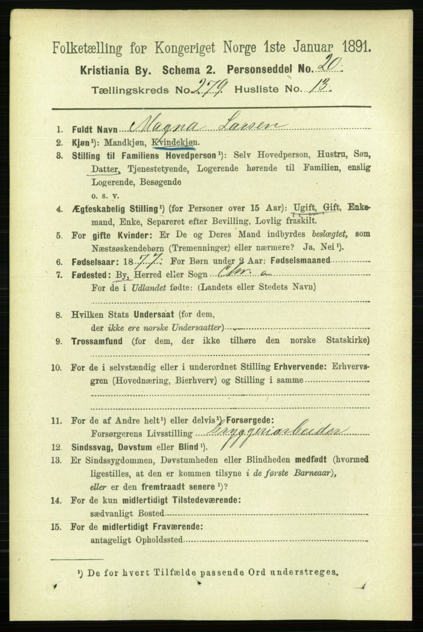 RA, 1891 census for 0301 Kristiania, 1891, p. 169637