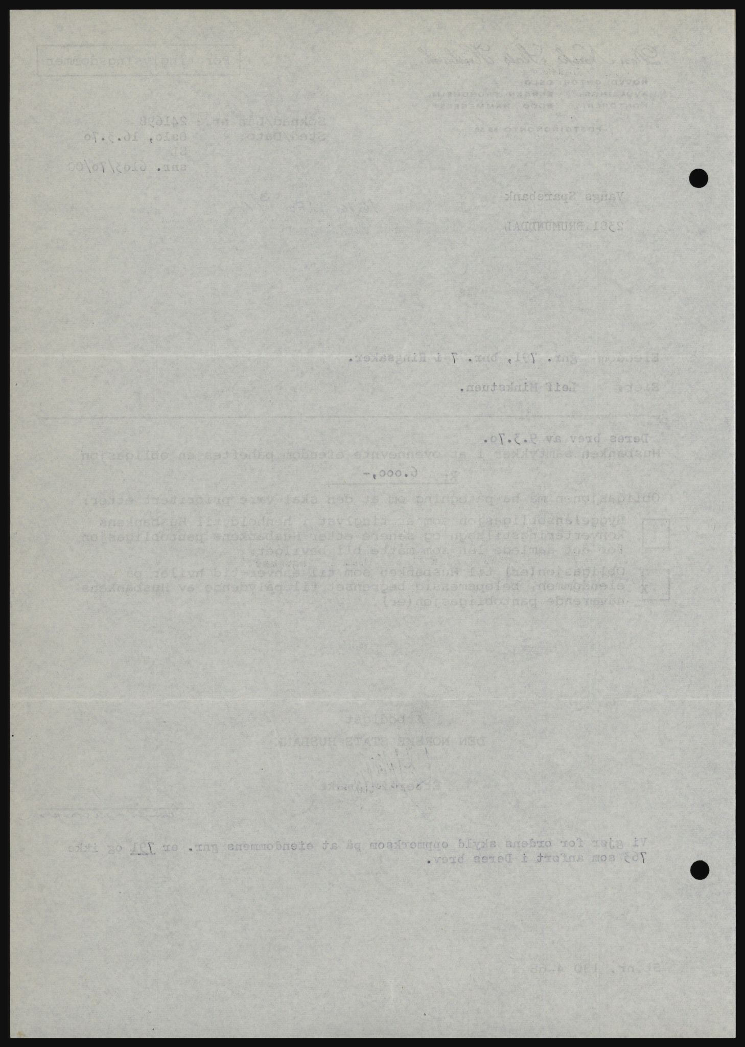 Nord-Hedmark sorenskriveri, SAH/TING-012/H/Hc/L0033: Mortgage book no. 33, 1970-1970, Diary no: : 1616/1970