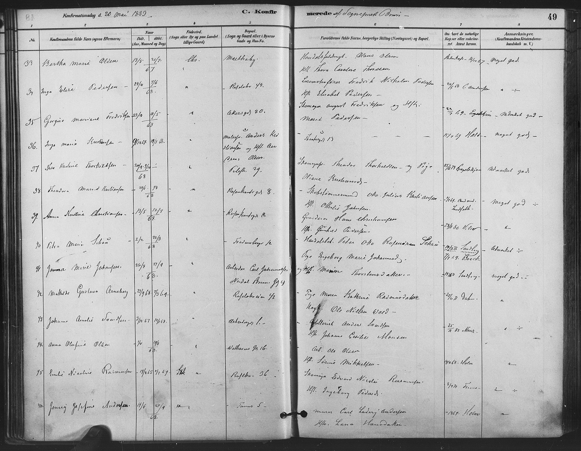 Trefoldighet prestekontor Kirkebøker, AV/SAO-A-10882/F/Fb/L0003: Parish register (official) no. II 3, 1881-1895, p. 49