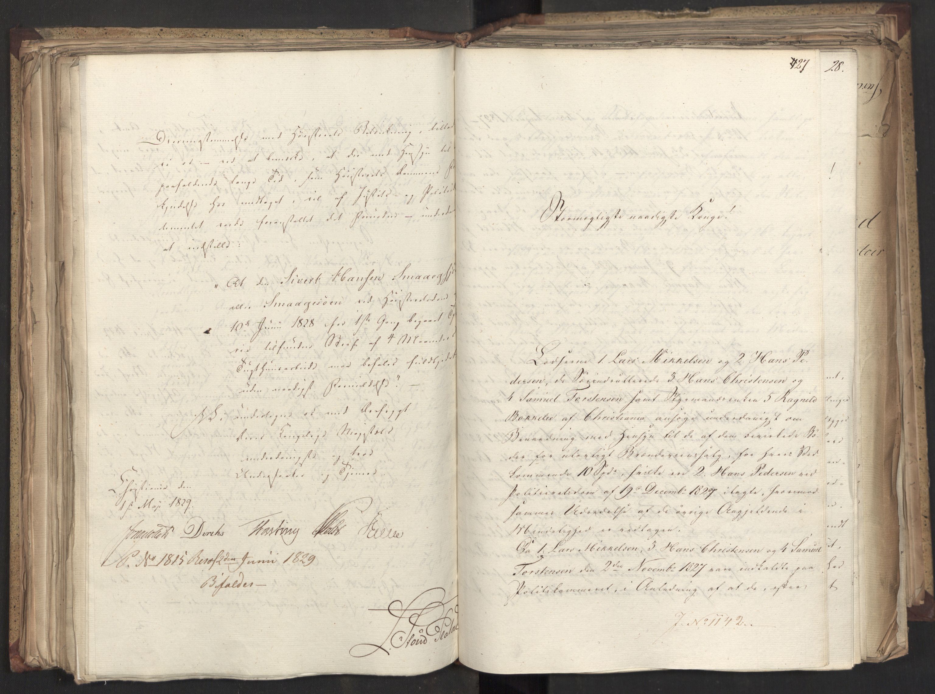 Statsrådsavdelingen i Stockholm, AV/RA-S-1003/D/Da/L0059: Regjeringsinnstillinger nr. 1074-1275, 1829, p. 214