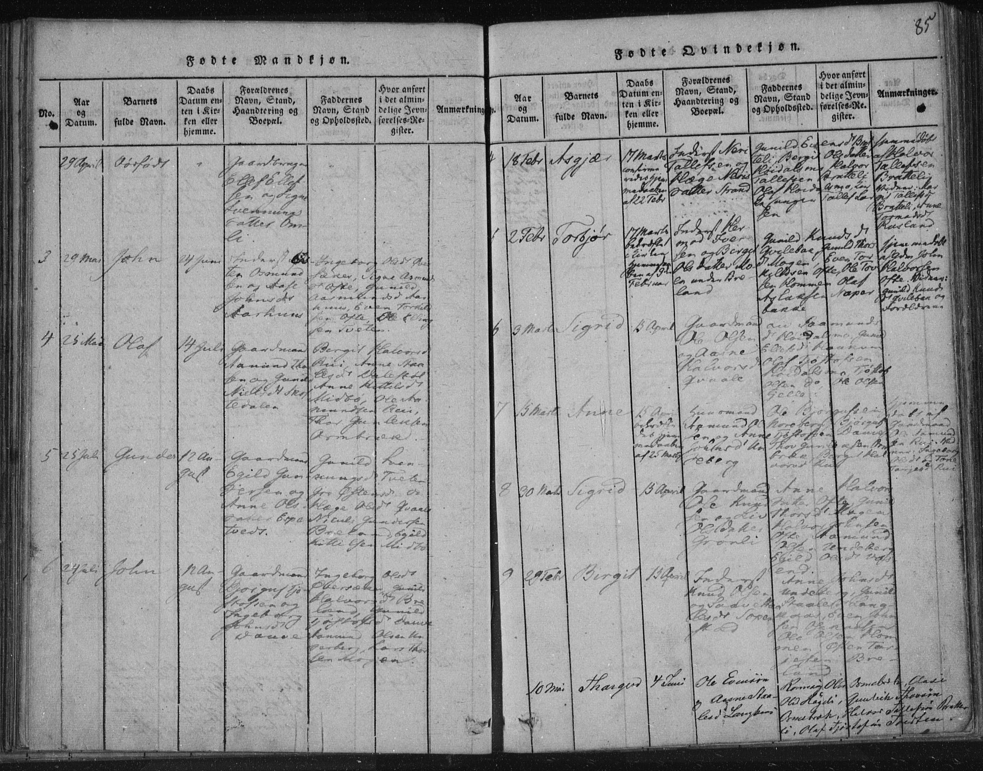 Lårdal kirkebøker, SAKO/A-284/F/Fc/L0001: Parish register (official) no. III 1, 1815-1860, p. 85