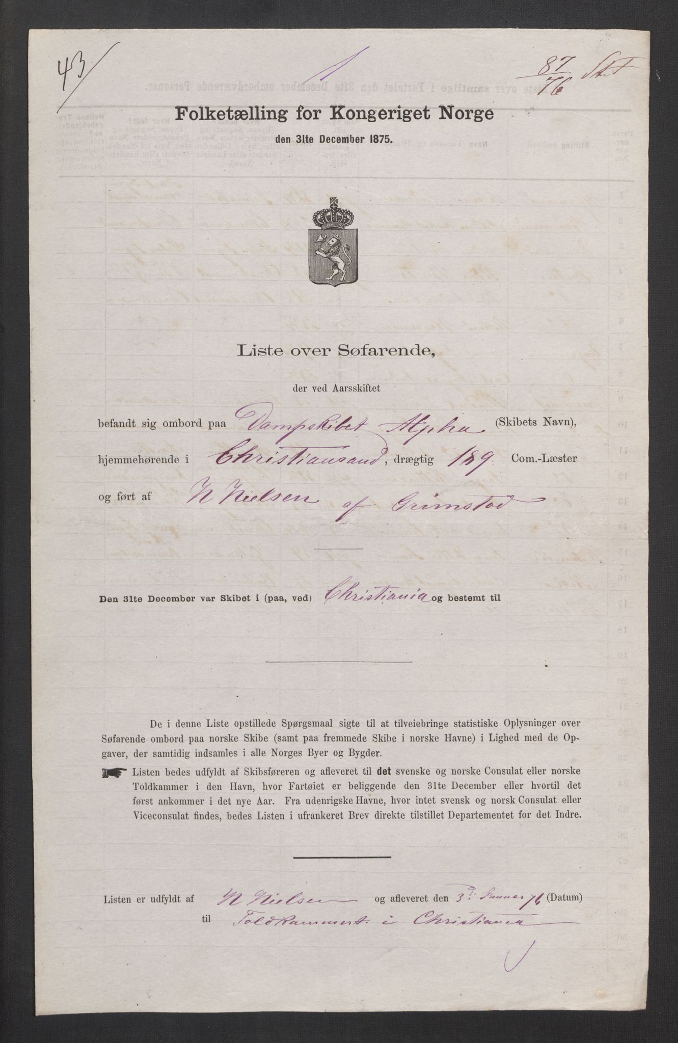 RA, 1875 census, lists of crew on ships: Ships in domestic ports, 1875, p. 384