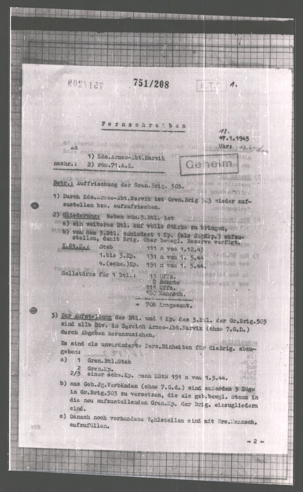 Forsvarets Overkommando. 2 kontor. Arkiv 11.4. Spredte tyske arkivsaker, AV/RA-RAFA-7031/D/Dar/Dara/L0006: Krigsdagbøker for 20. Gebirgs-Armee-Oberkommando (AOK 20), 1945, p. 627