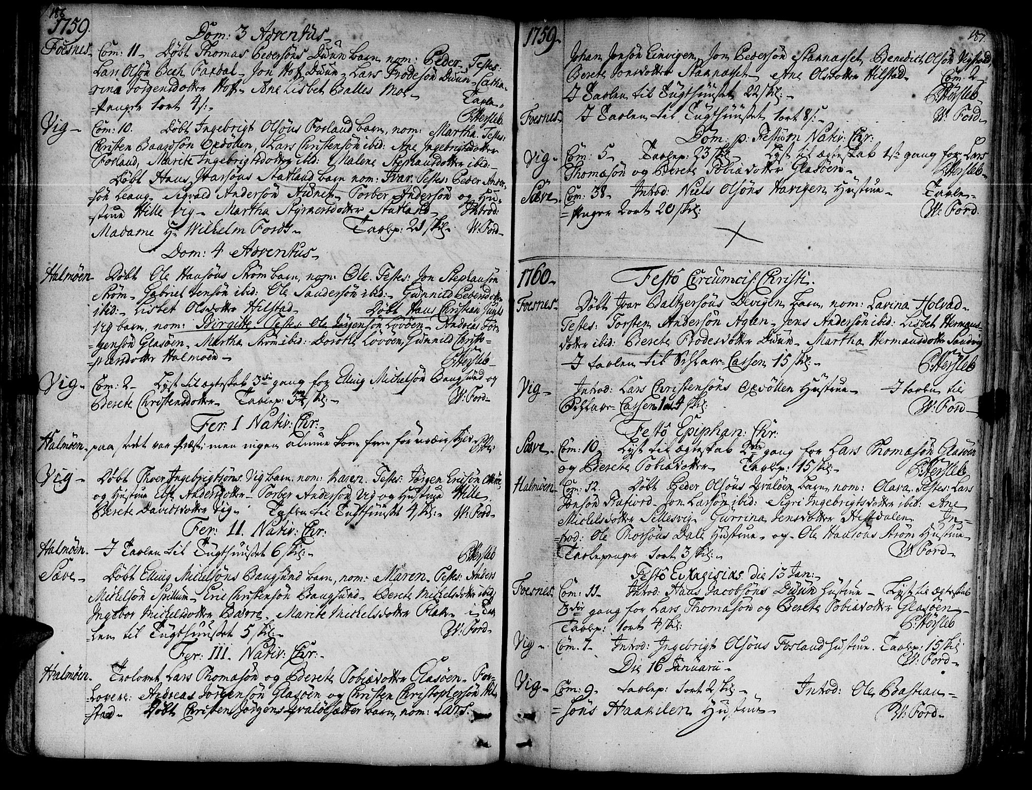 Ministerialprotokoller, klokkerbøker og fødselsregistre - Nord-Trøndelag, SAT/A-1458/773/L0607: Parish register (official) no. 773A01, 1751-1783, p. 186-187