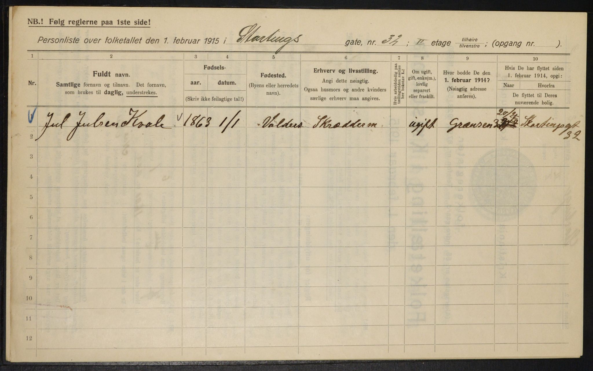 OBA, Municipal Census 1915 for Kristiania, 1915, p. 103760