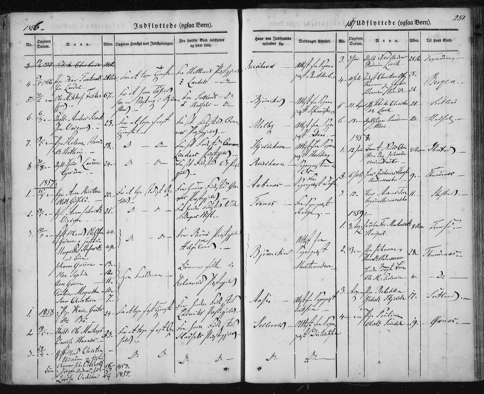 Ministerialprotokoller, klokkerbøker og fødselsregistre - Nordland, SAT/A-1459/897/L1396: Parish register (official) no. 897A04, 1842-1866, p. 251