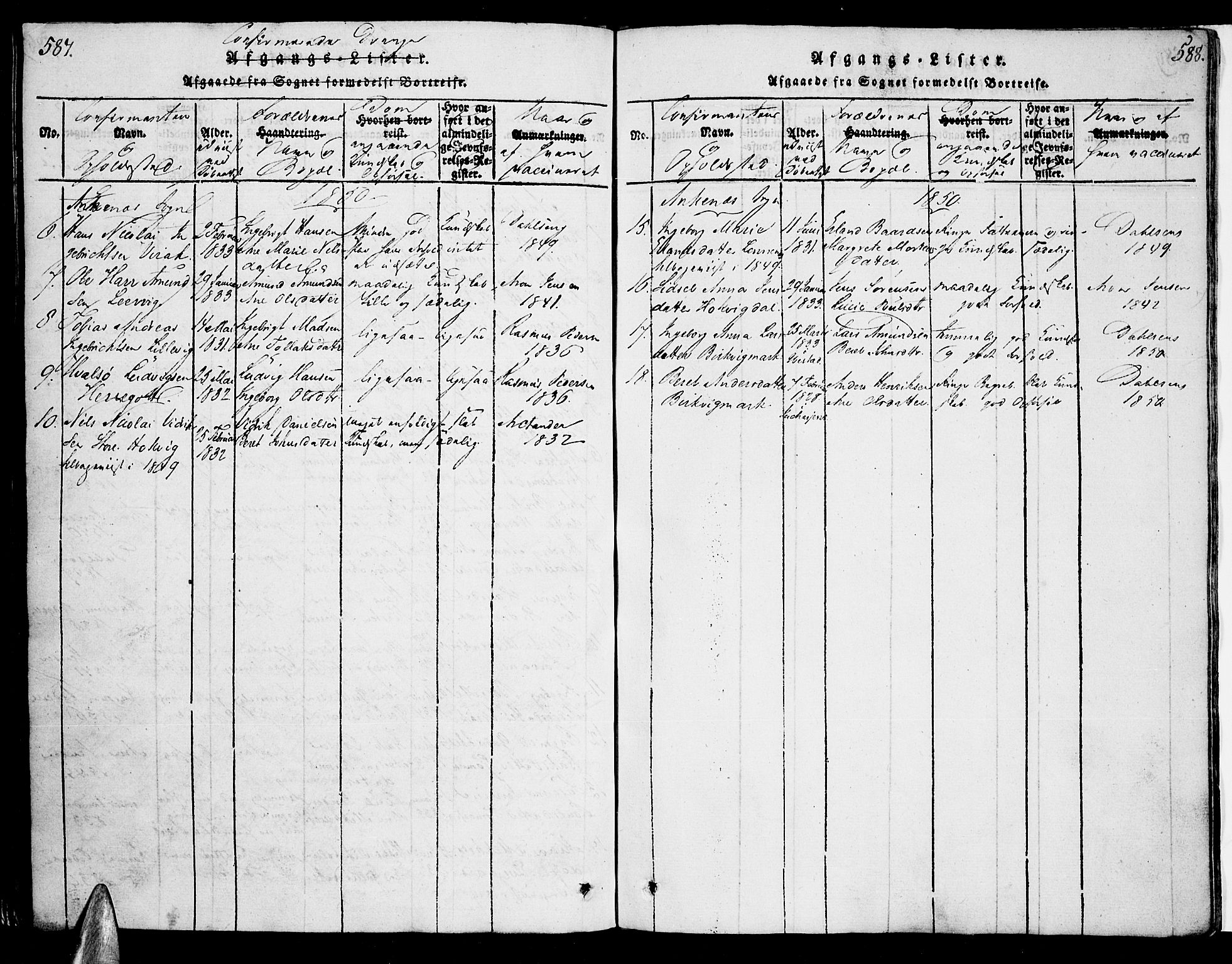 Ministerialprotokoller, klokkerbøker og fødselsregistre - Nordland, AV/SAT-A-1459/863/L0894: Parish register (official) no. 863A06, 1821-1851, p. 587-588