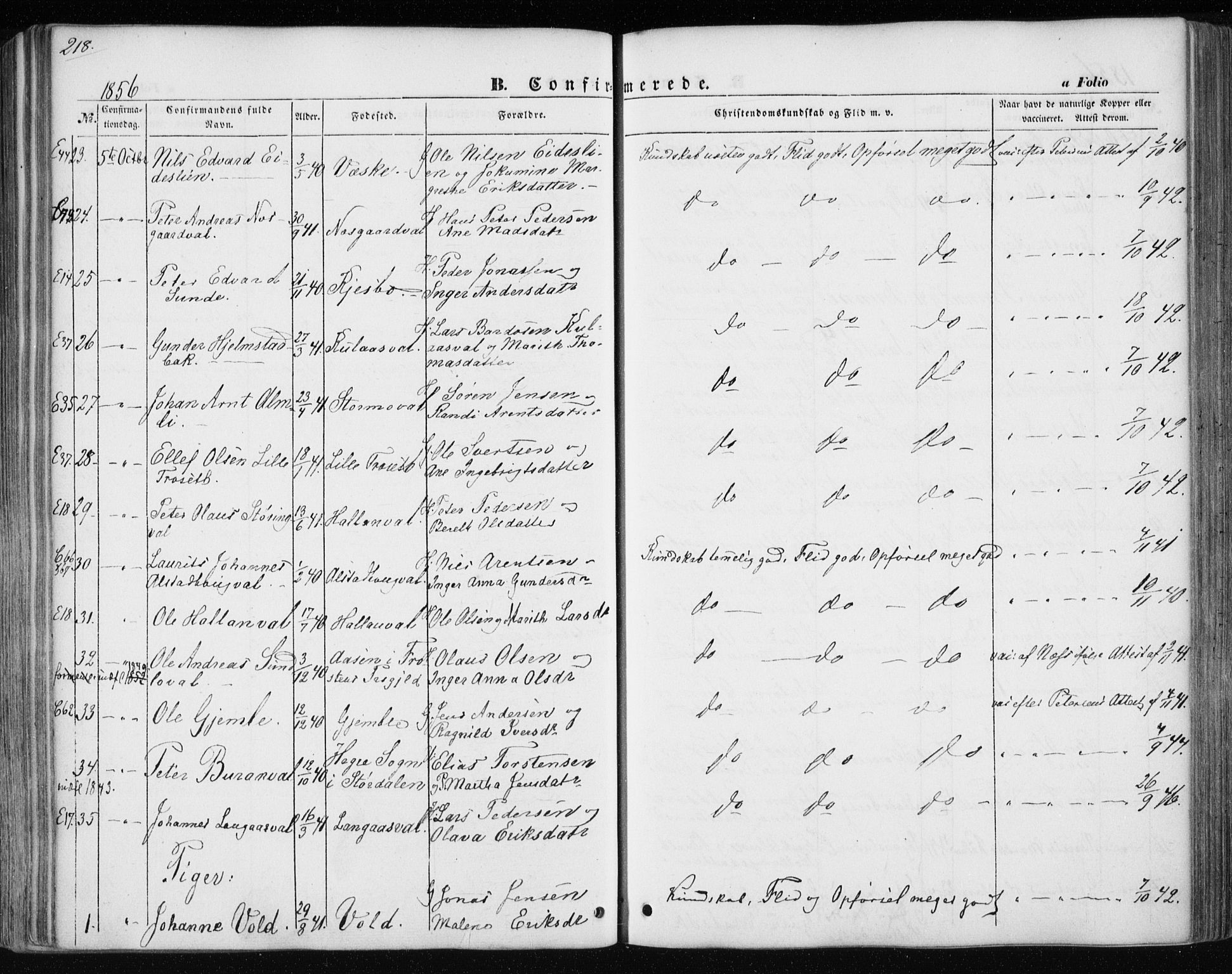 Ministerialprotokoller, klokkerbøker og fødselsregistre - Nord-Trøndelag, AV/SAT-A-1458/717/L0154: Parish register (official) no. 717A07 /1, 1850-1862, p. 218