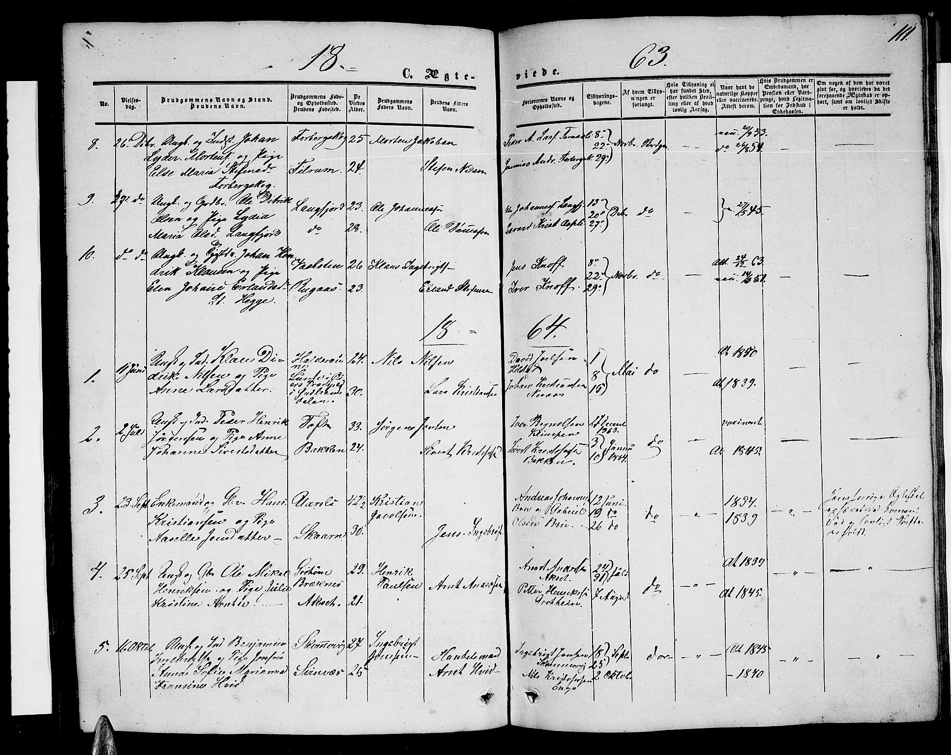 Ministerialprotokoller, klokkerbøker og fødselsregistre - Nordland, AV/SAT-A-1459/814/L0229: Parish register (copy) no. 814C02, 1859-1883, p. 111