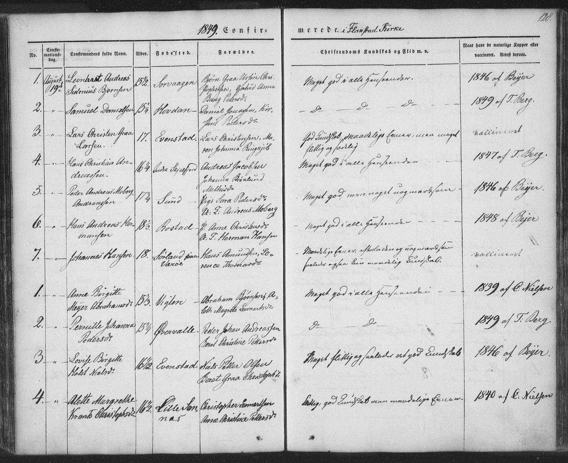 Ministerialprotokoller, klokkerbøker og fødselsregistre - Nordland, SAT/A-1459/885/L1202: Parish register (official) no. 885A03, 1838-1859, p. 128