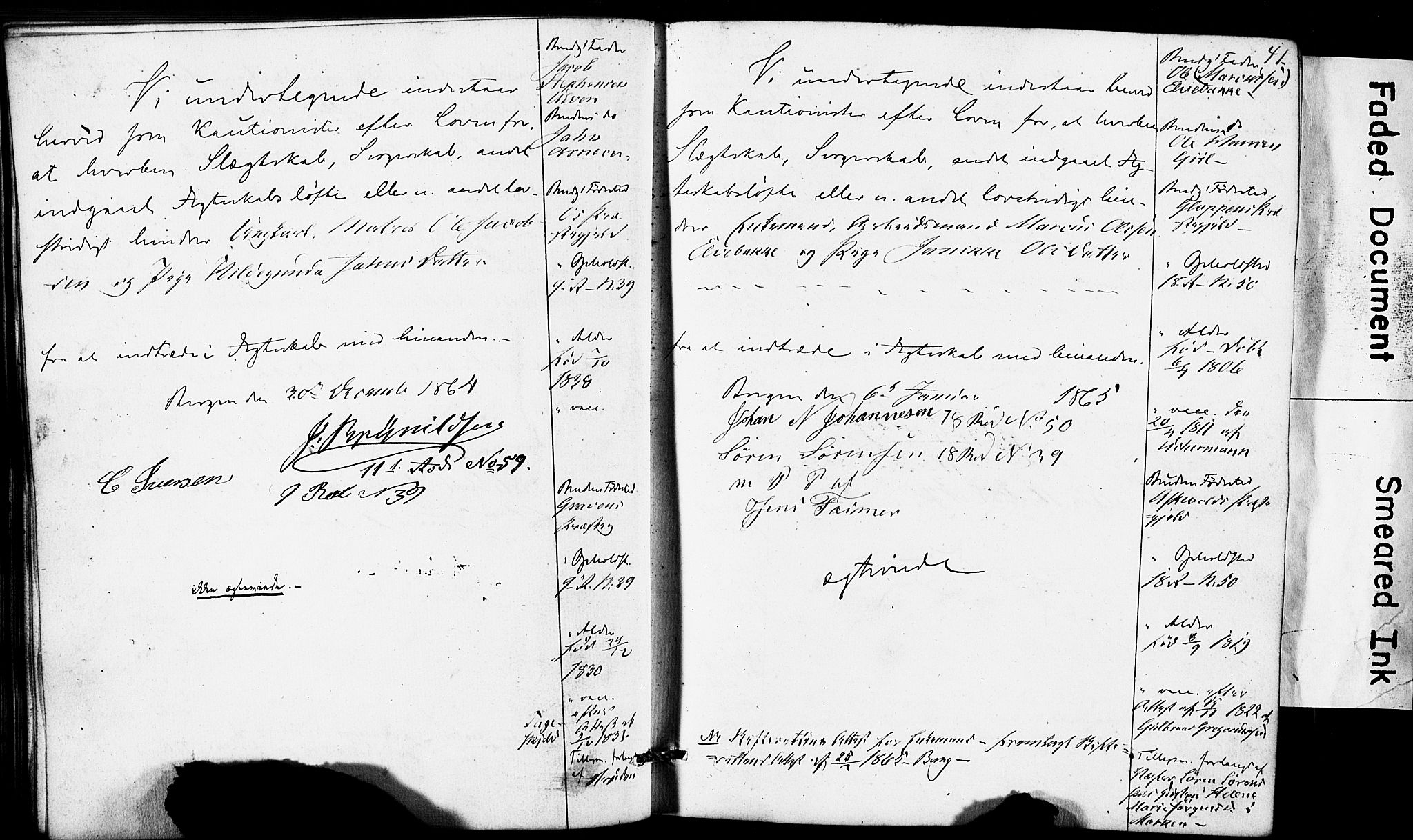 Domkirken sokneprestembete, SAB/A-74801: Best man's statements no. II.5.6, 1863-1870, p. 41