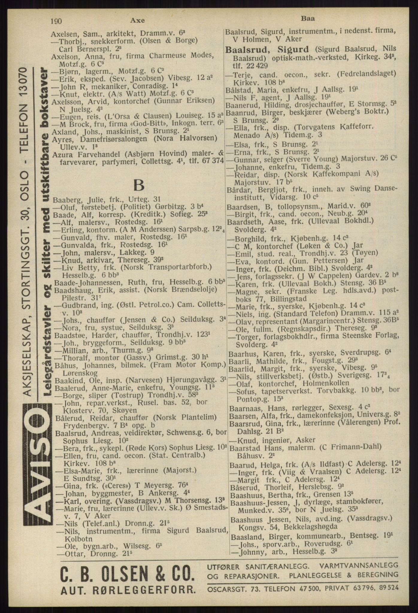 Kristiania/Oslo adressebok, PUBL/-, 1939, p. 190