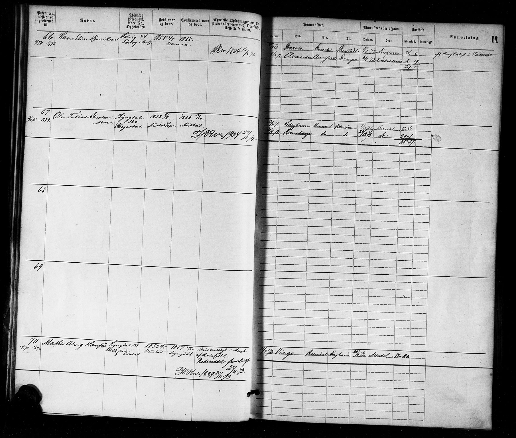 Farsund mønstringskrets, AV/SAK-2031-0017/F/Fa/L0001: Annotasjonsrulle nr 1-1920 med register, M-1, 1869-1877, p. 40