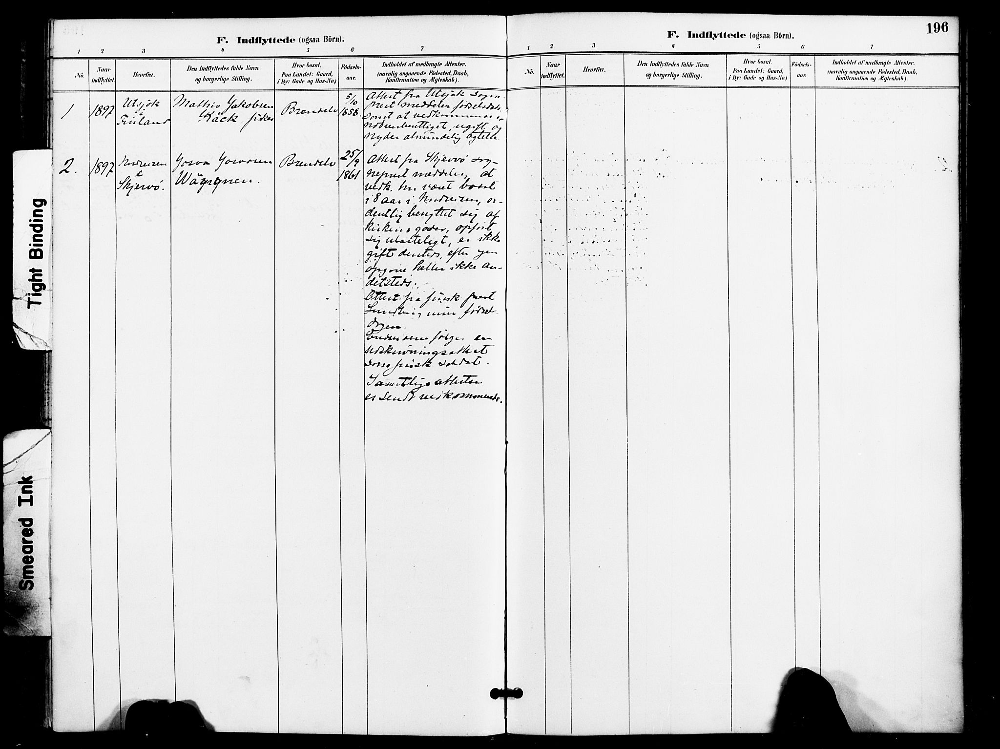 Kistrand/Porsanger sokneprestembete, AV/SATØ-S-1351/H/Ha/L0008.kirke: Parish register (official) no. 8, 1890-1898, p. 196