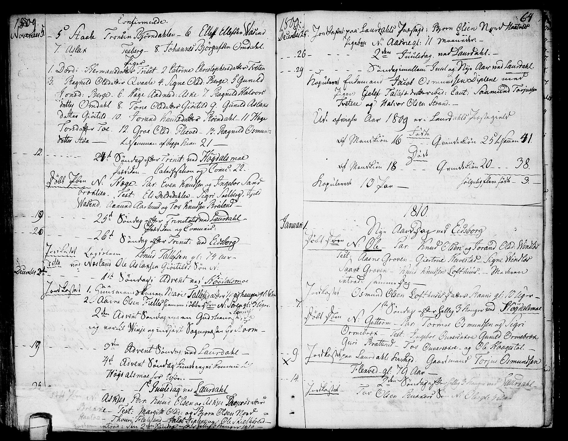Lårdal kirkebøker, SAKO/A-284/F/Fa/L0004: Parish register (official) no. I 4, 1790-1814, p. 64