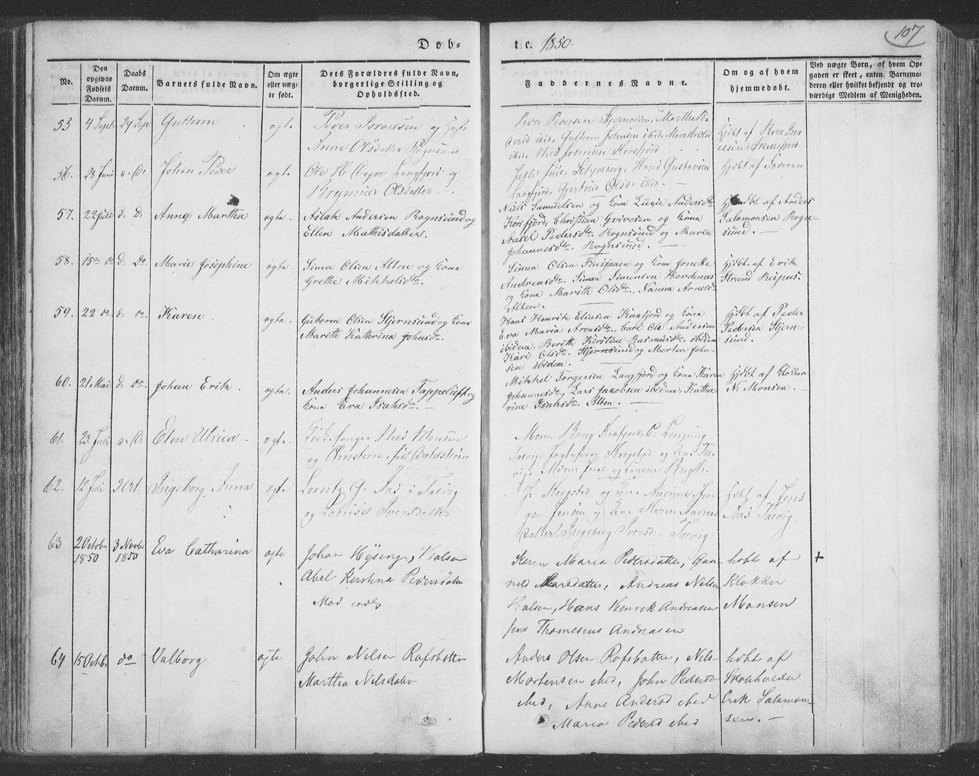 Talvik sokneprestkontor, AV/SATØ-S-1337/H/Ha/L0009kirke: Parish register (official) no. 9, 1837-1852, p. 107