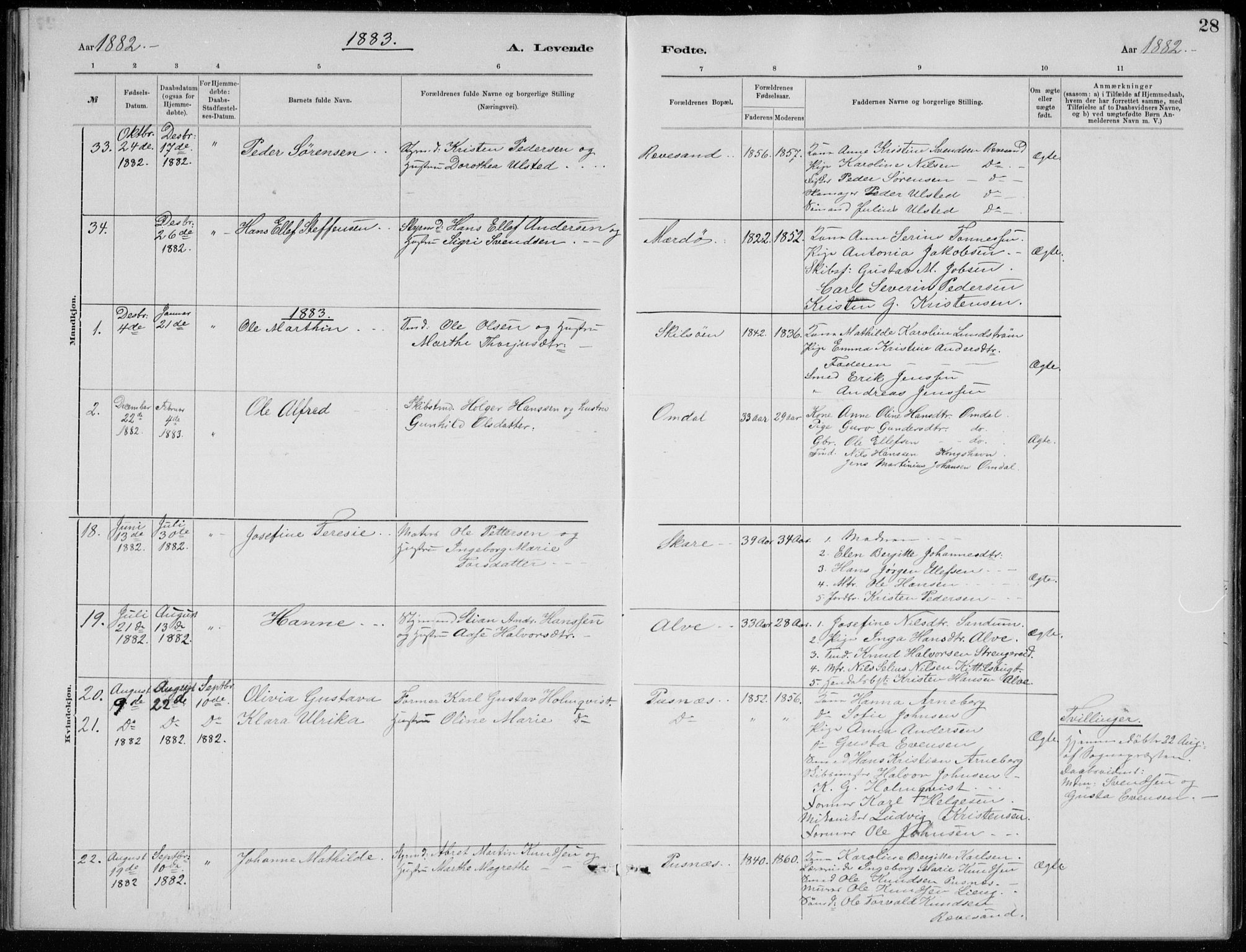 Tromøy sokneprestkontor, SAK/1111-0041/F/Fb/L0005: Parish register (copy) no. B 5, 1877-1891, p. 28
