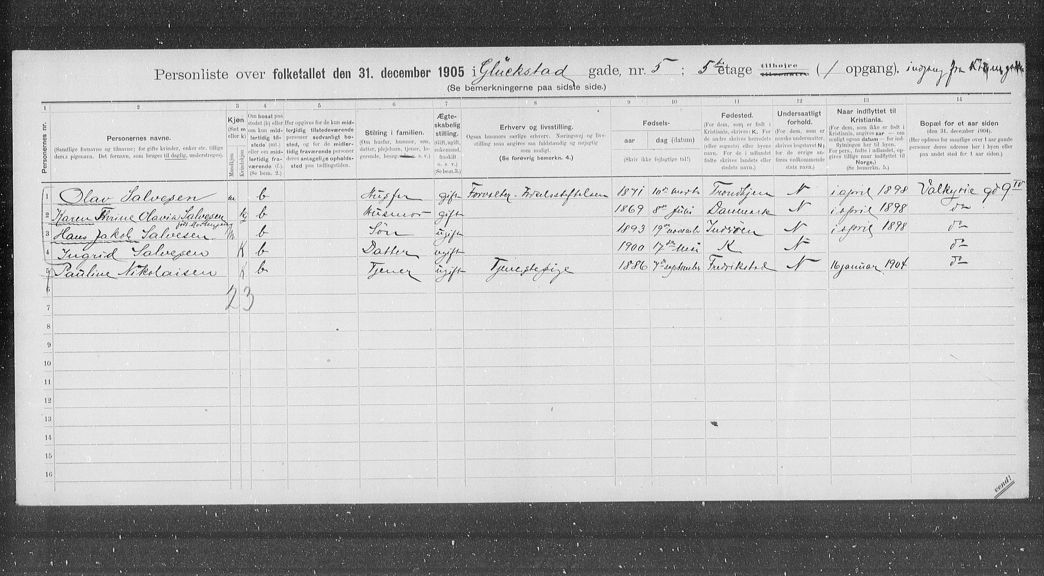 OBA, Municipal Census 1905 for Kristiania, 1905, p. 15358