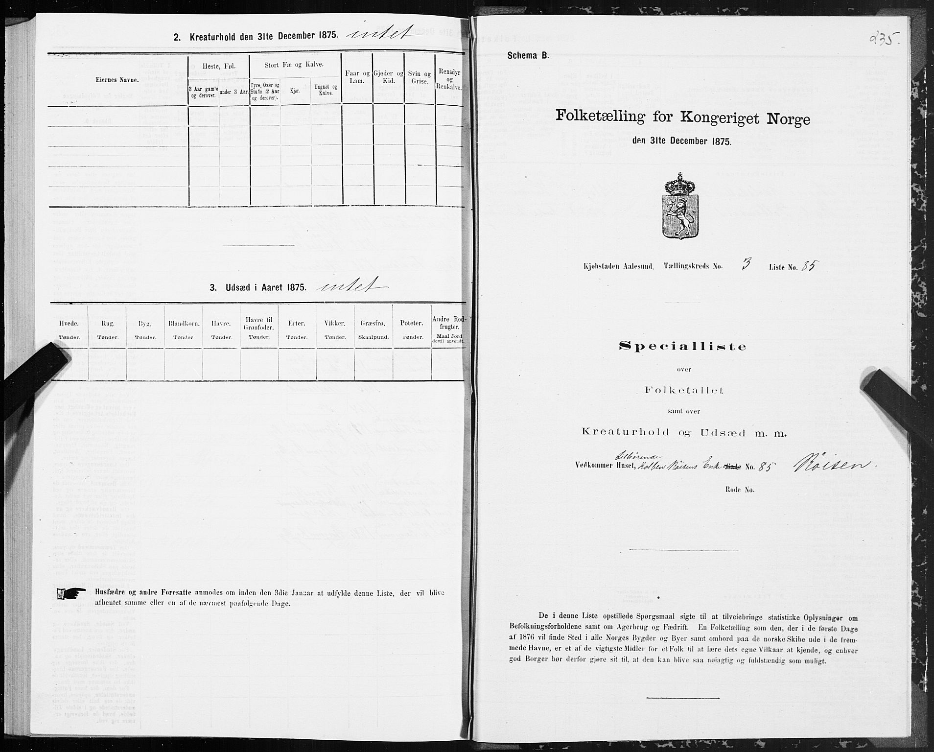 SAT, 1875 census for 1501P Ålesund, 1875, p. 3235